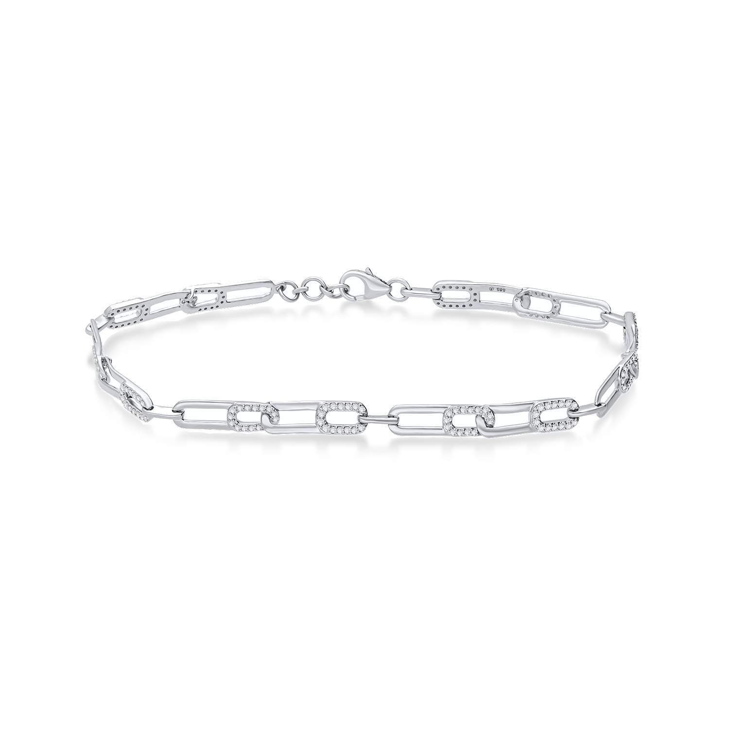 Złota bransoletka z diamentami, białe złoto próby 585