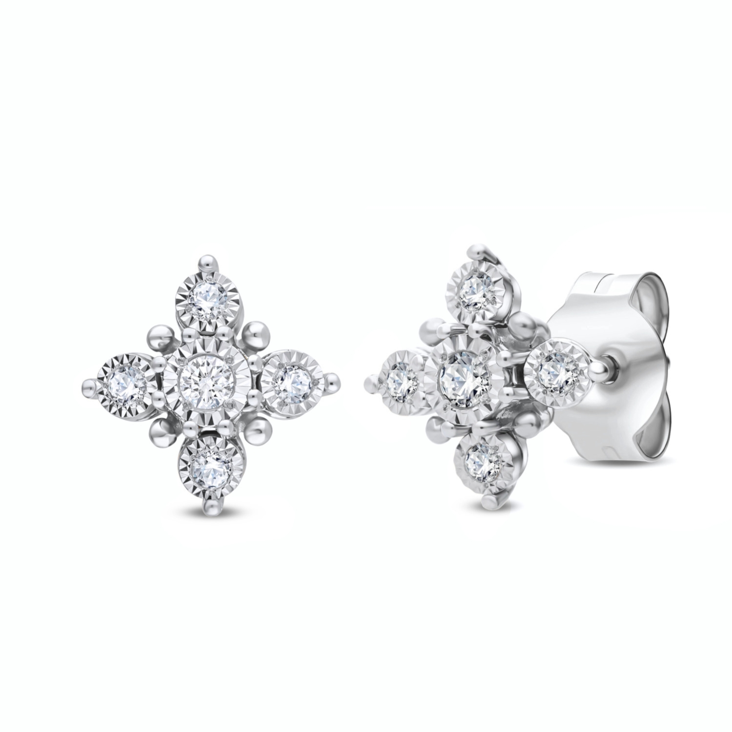 Złote kolczyki z diamentami 0,11ct, złoto białe