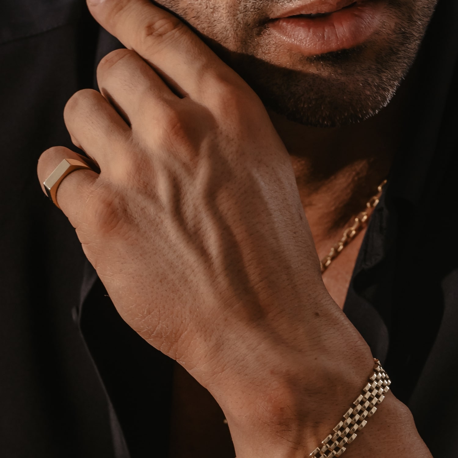 Sygnet męski, gładki, białe złoto Sygnet męski, gładki, białe złoto