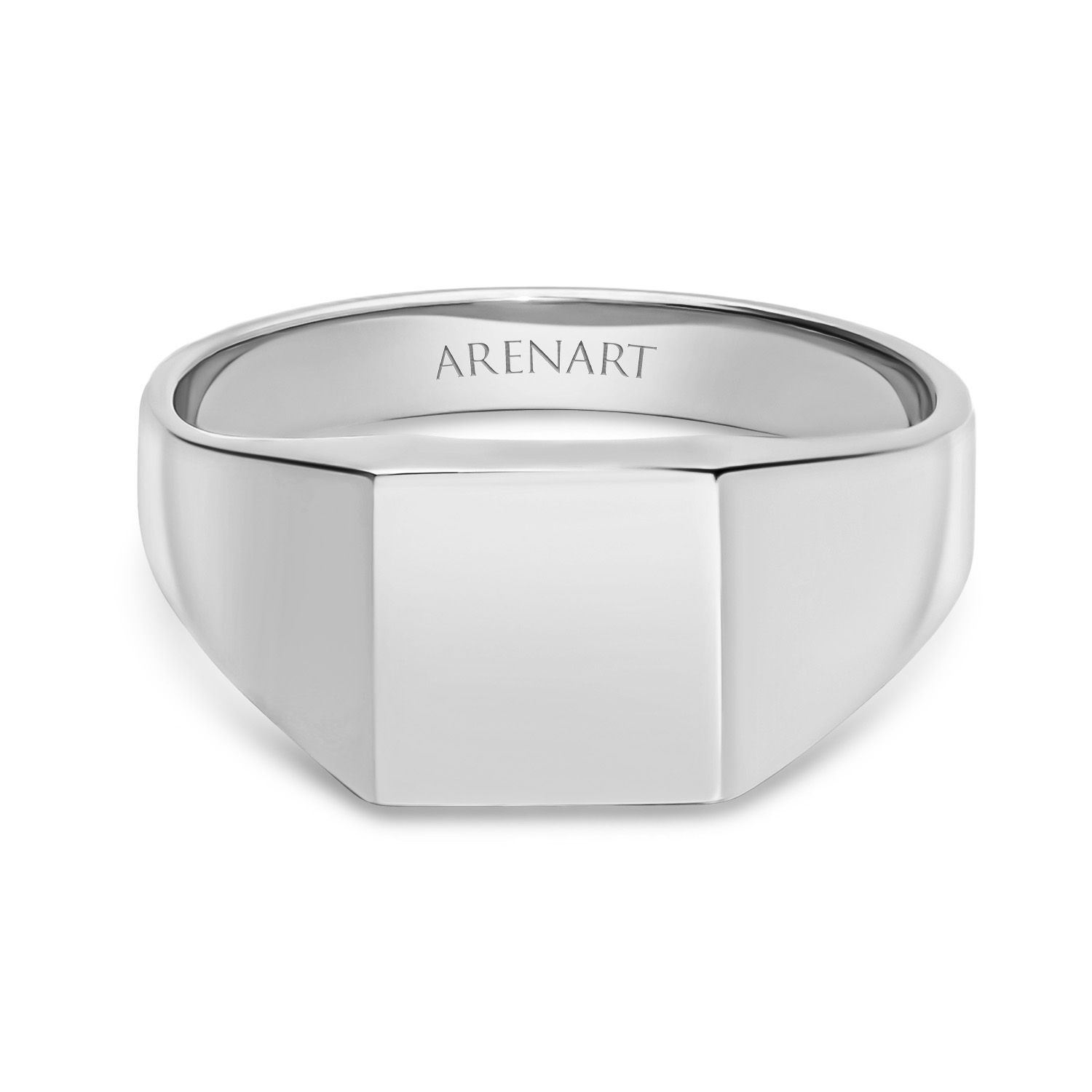 Sygnet męski, gładki, białe złoto Sygnet męski, gładki, białe złoto