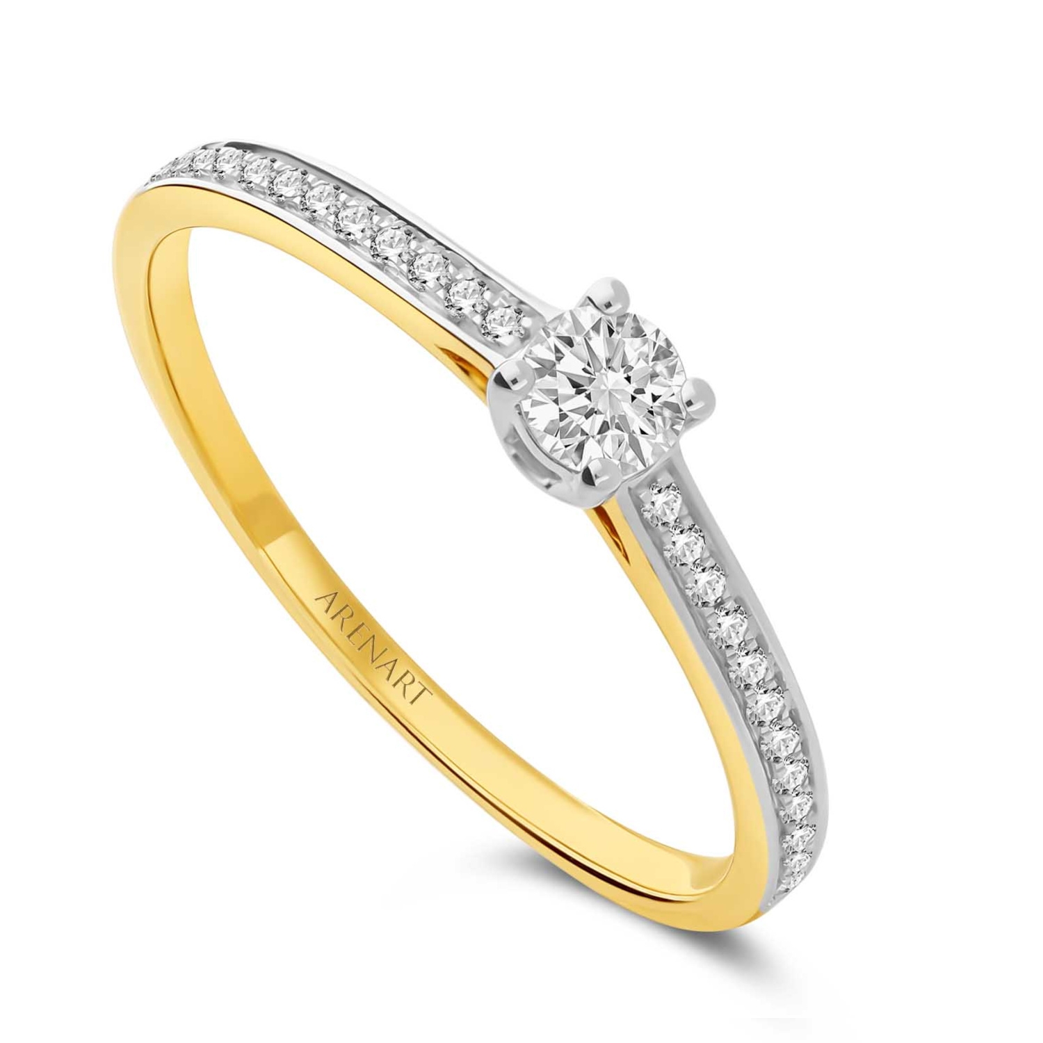 Złoty pierścionek z diamentami 0,23ct, złoto dwukolorowe