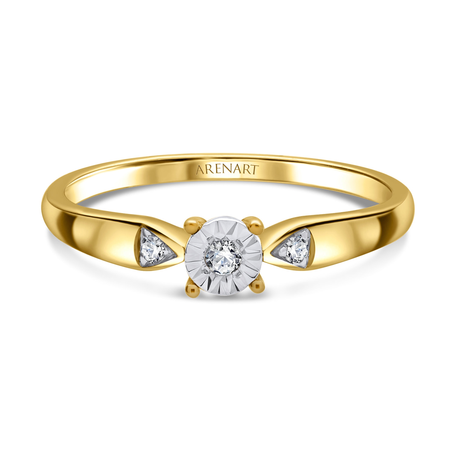 Pierścionek złoty z diamentami 0,04ct, żółte złoto Pierścionek złoty z diamentami 0,04ct, żółte złoto