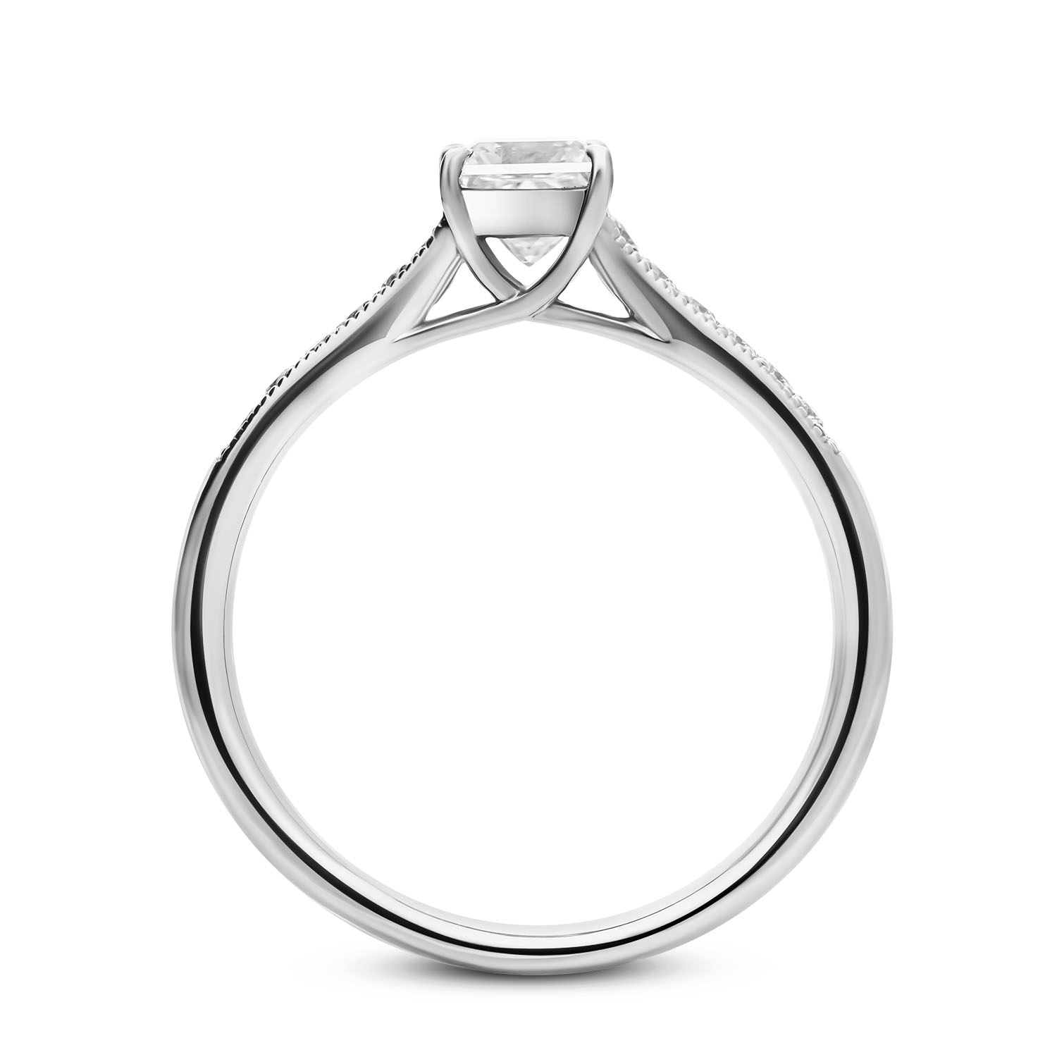 Złoty pierścionek zaręczynowy z diamentami, białe złoto 585, międzynarodowy certyfikat IGI Złoty pierścionek zaręczynowy z diamentami, białe złoto 585, międzynarodowy certyfikat IGI