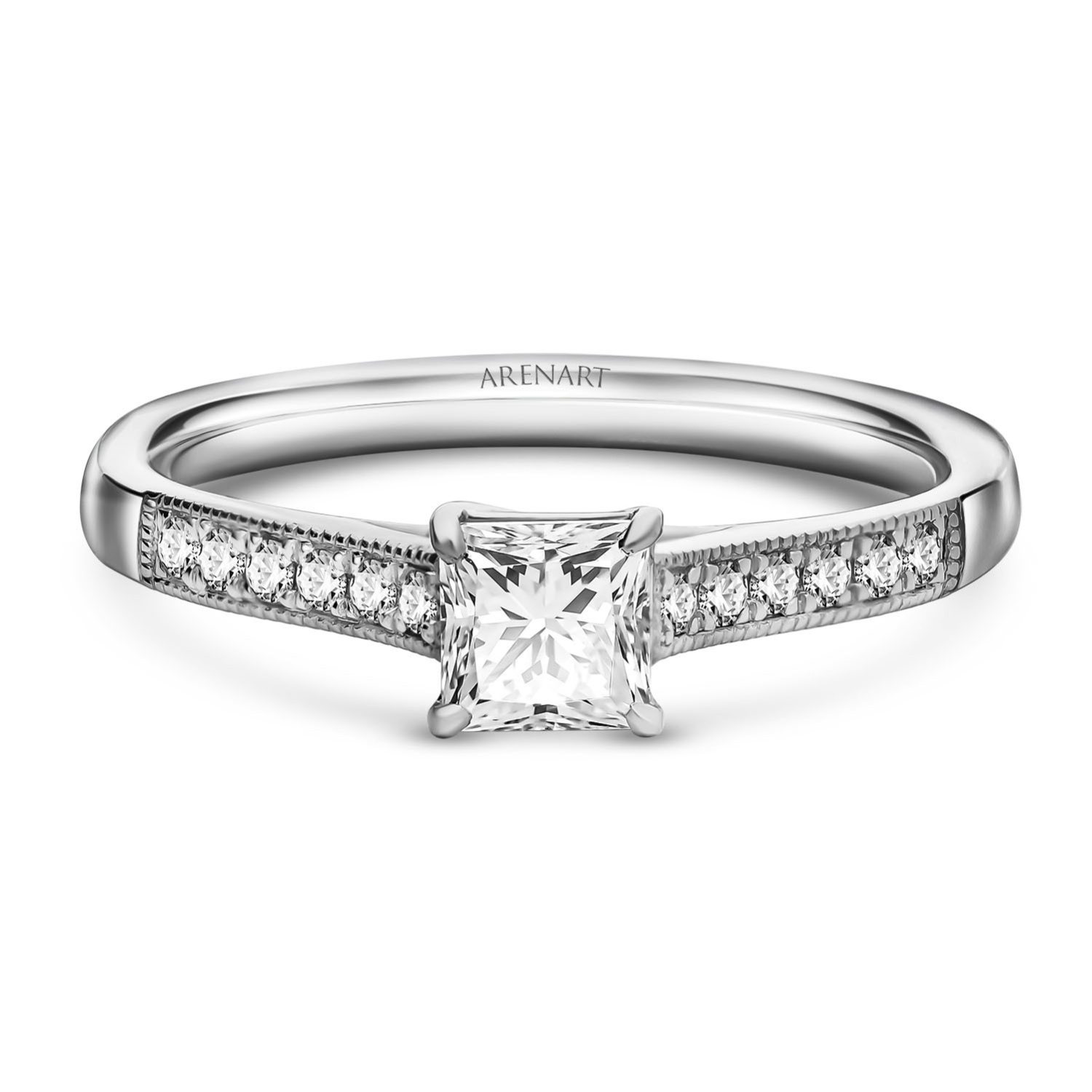 Pierścionek zaręczynowy z diamentami, białe złoto próby 585 Pierścionek zaręczynowy z diamentami, białe złoto próby 585