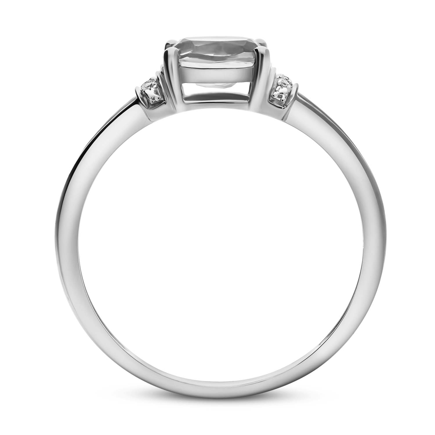 Złoty pierścionek z białym topazem i diamentami, białe złoto Złoty pierścionek z białym topazem i diamentami, białe złoto