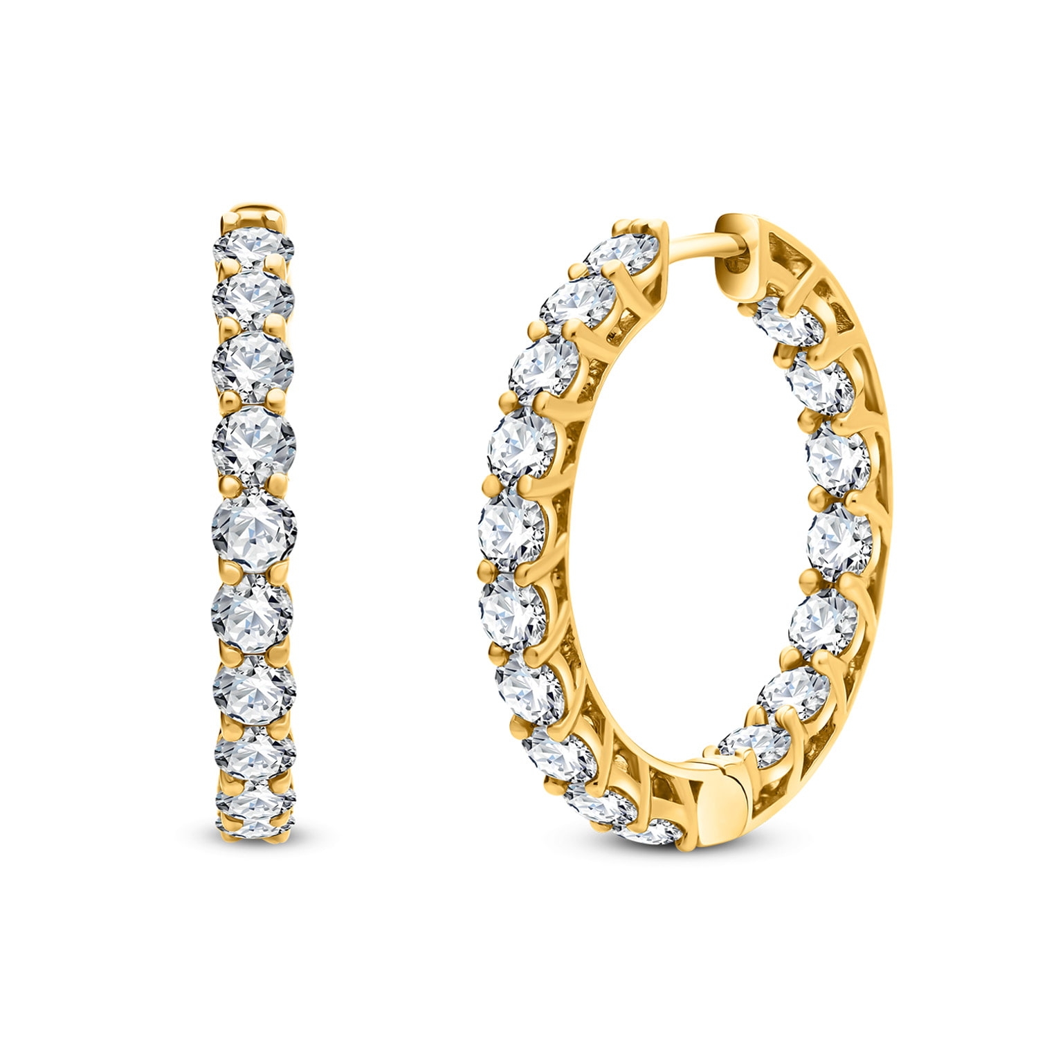 Kolczyki koła z diamentami 4,09ct, żółte złoto