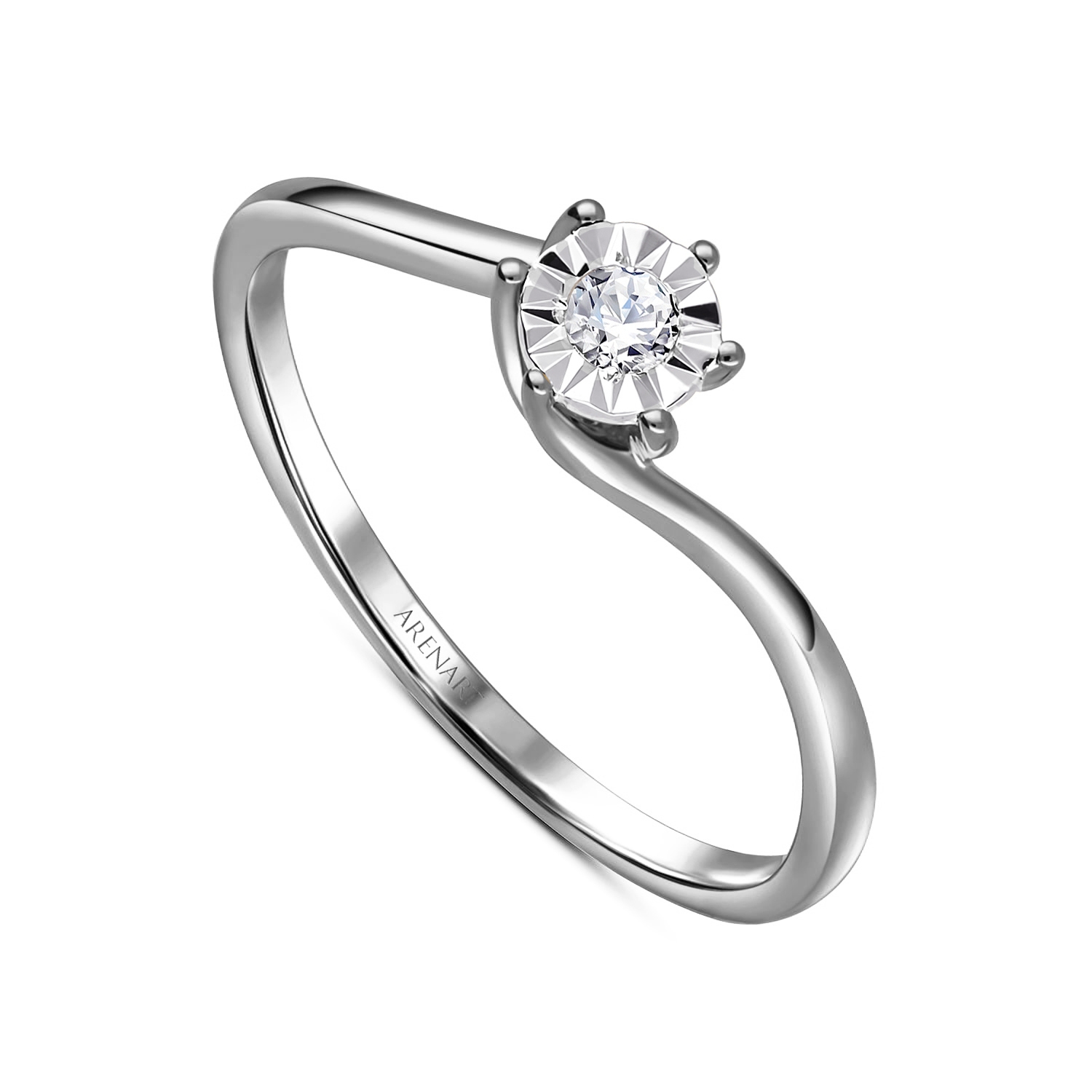 Pierścionek z diamentem 0,05ct, białe złoto próby 585