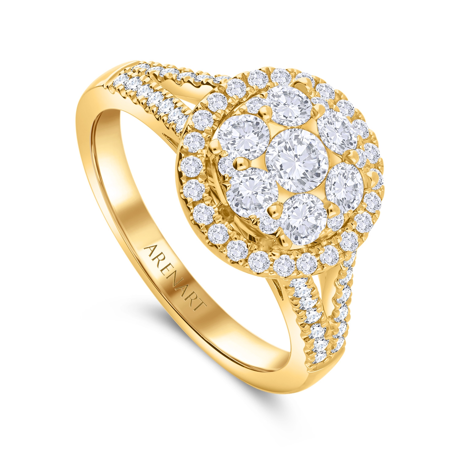 Złoty pierścionek z diamentami 1,08ct, żółte złoto