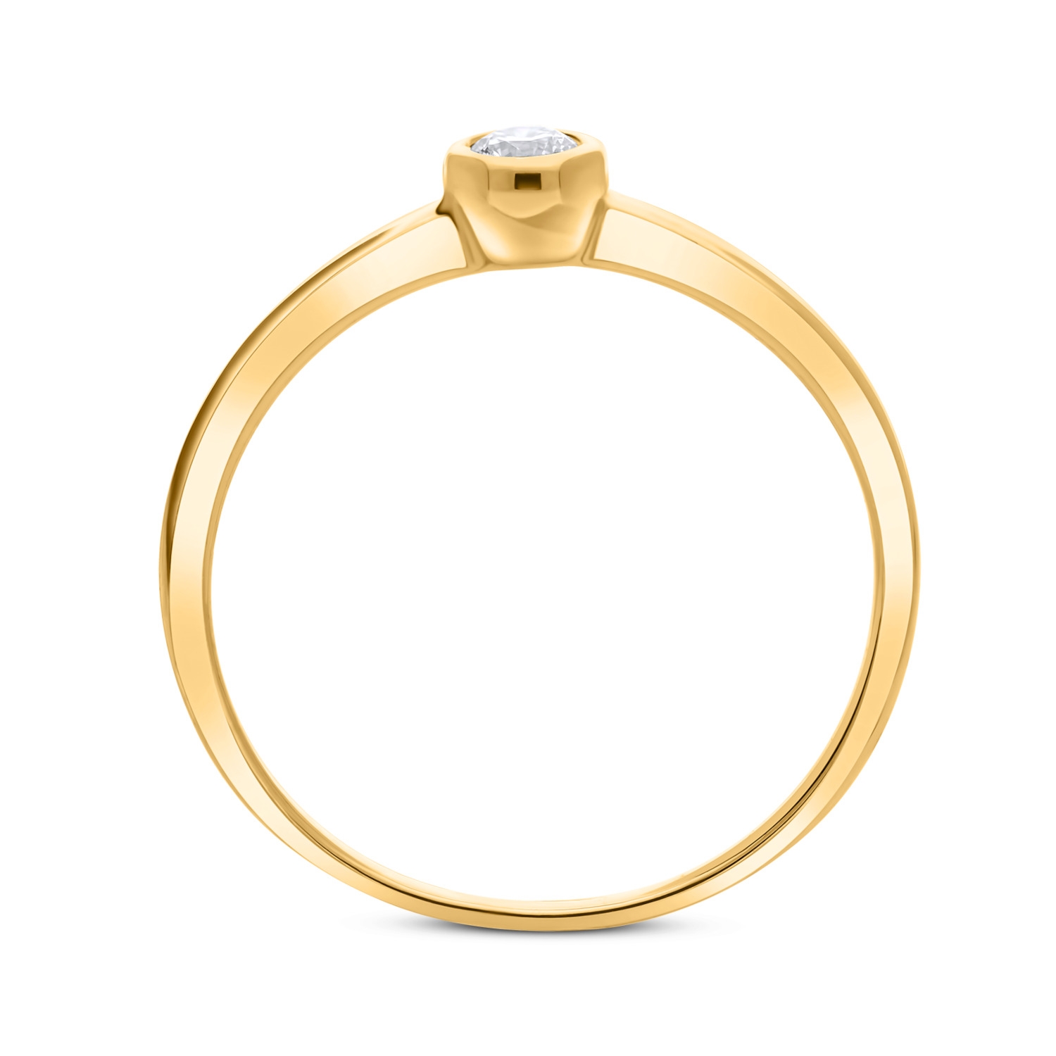 Złoty pierścionek carga z diamentem 0,09ct, złoto żółte Złoty pierścionek carga z diamentem 0,09ct, złoto żółte