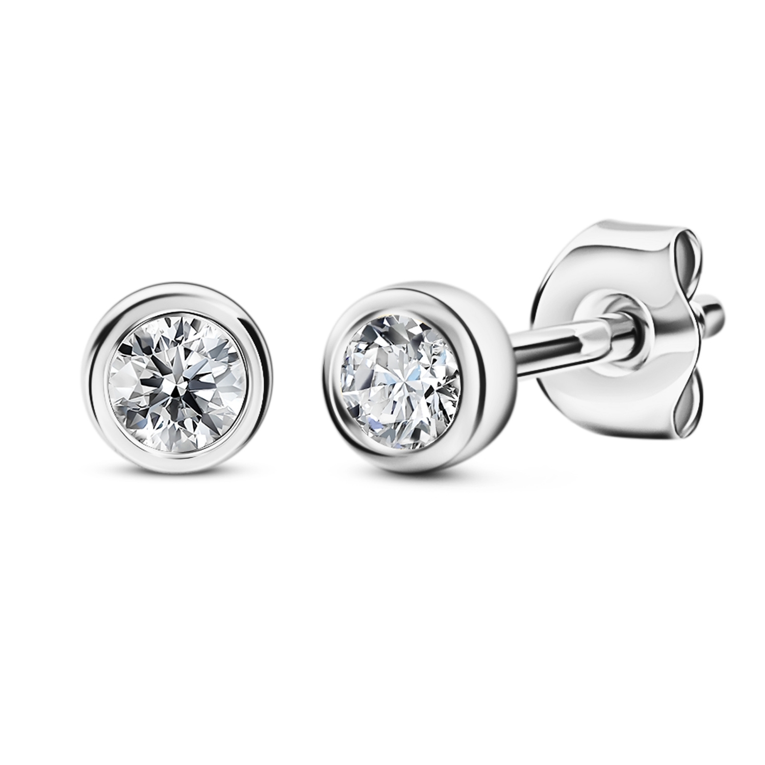 Złote kolczyki z diamentami 0,20ct, białe złoto