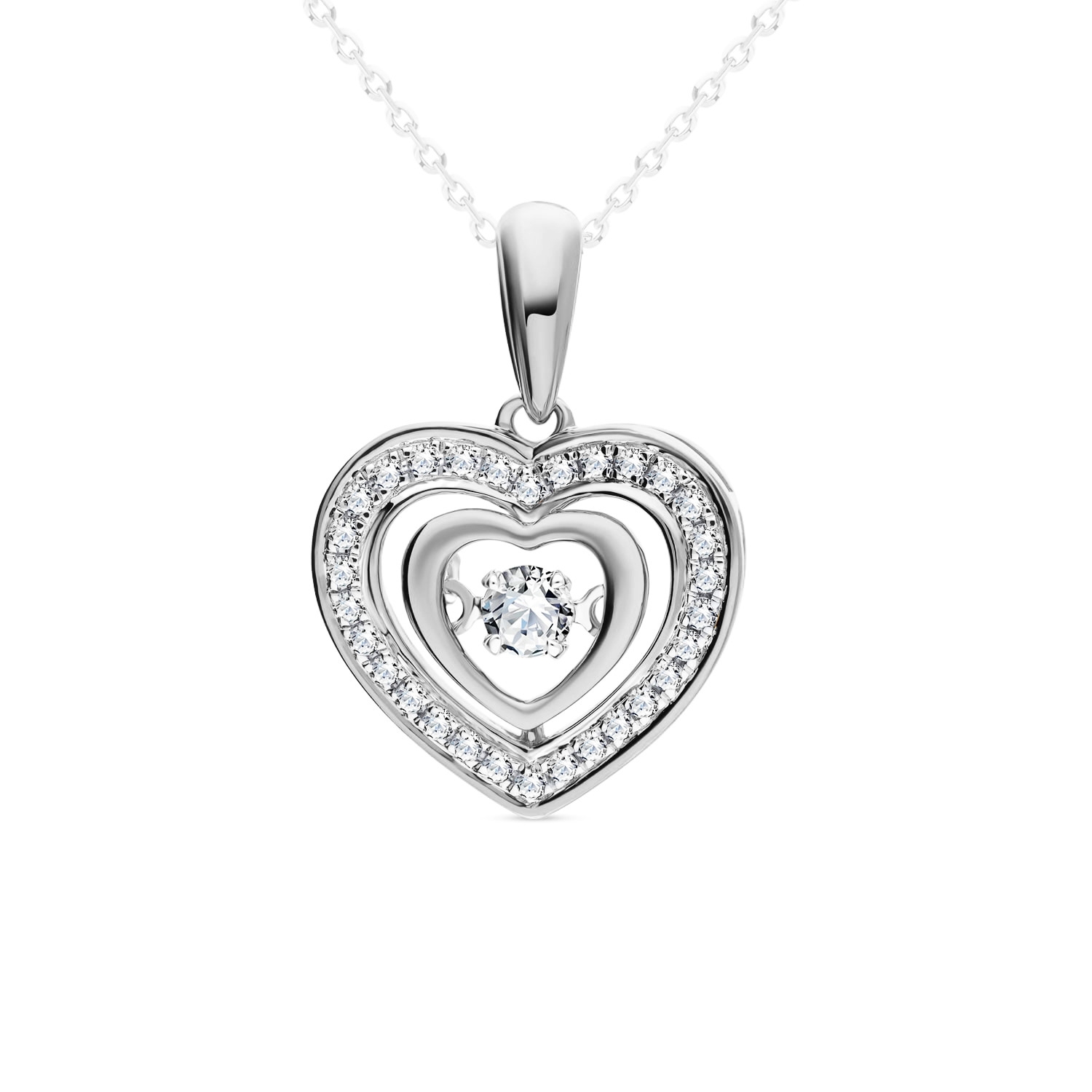Zawieszka serce z diamentami 0,19ct, białego złoto P02561-W
