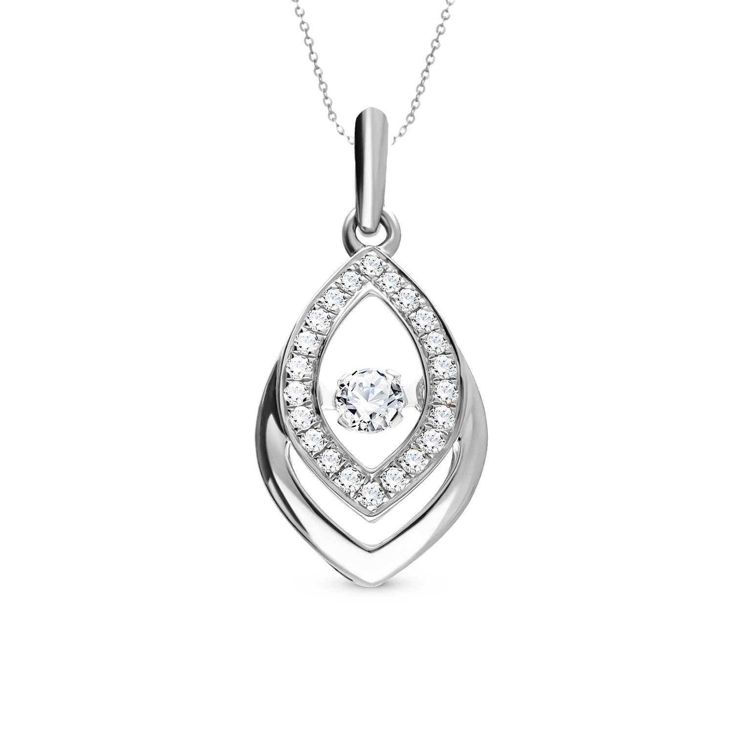 Złota zawieszka z diamentami 0,12ct, białe złoto
