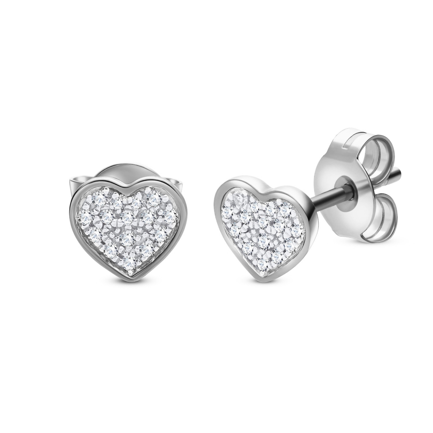 Kolczyki złote serca z diamentami 0,10ct, model SAE02067-W-S