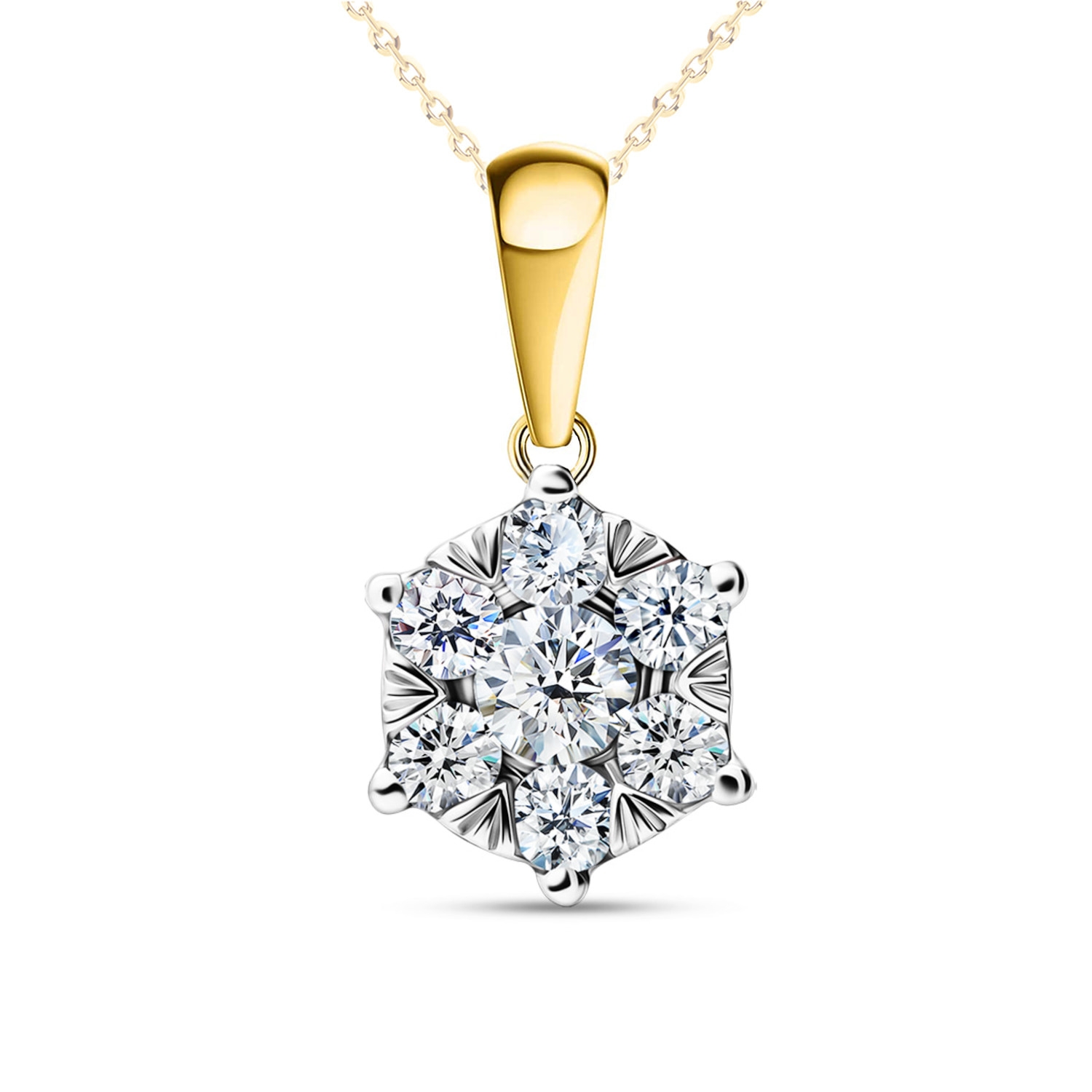 Złota zawieszka z diamentami 0,62ct, złoto dwukolorowe