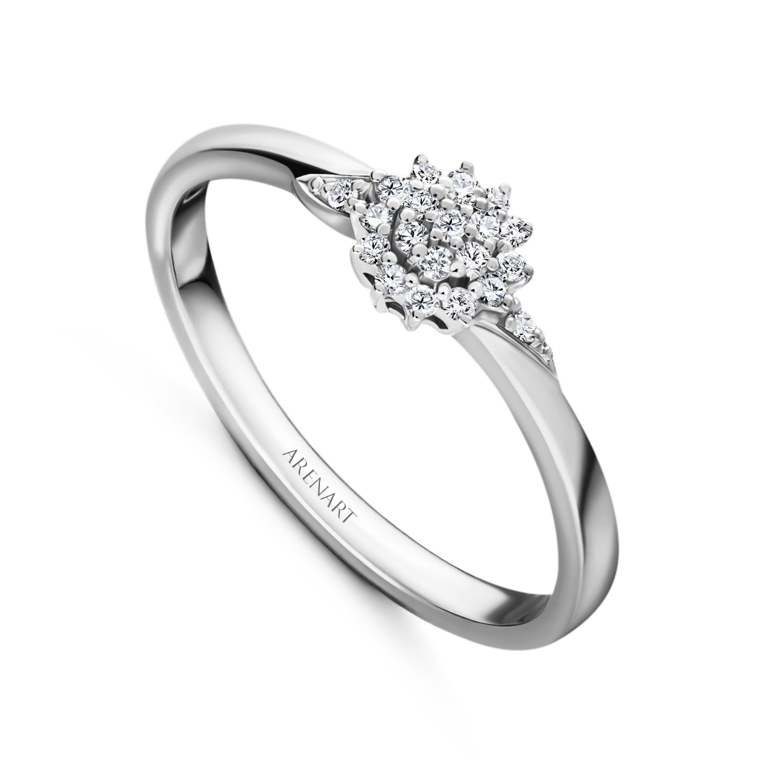 Pierścionek z diamentami 0,09ct, białe złoto 585, model R07982-W
