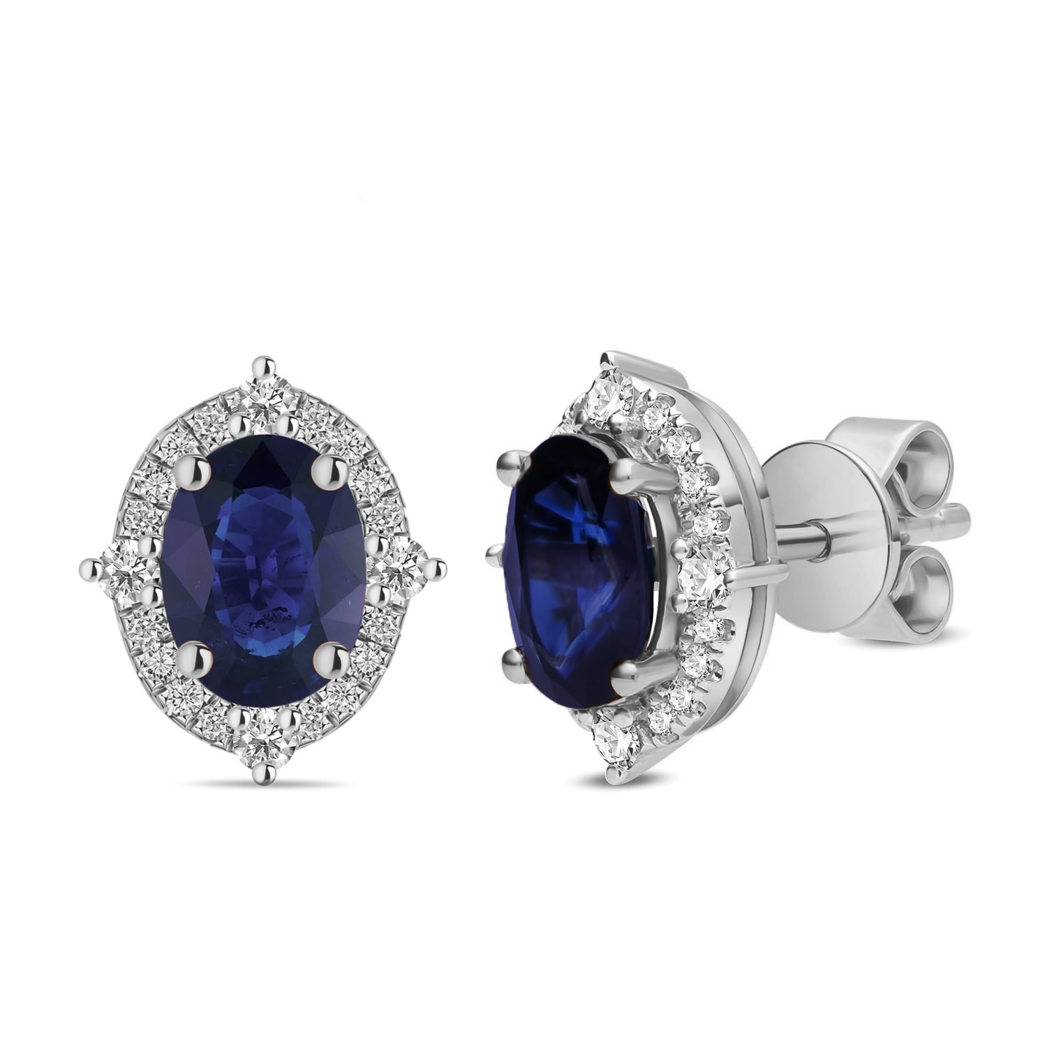 Kolczyki z diamentami i szafirami, złoto białe, model E03424-W-S-S