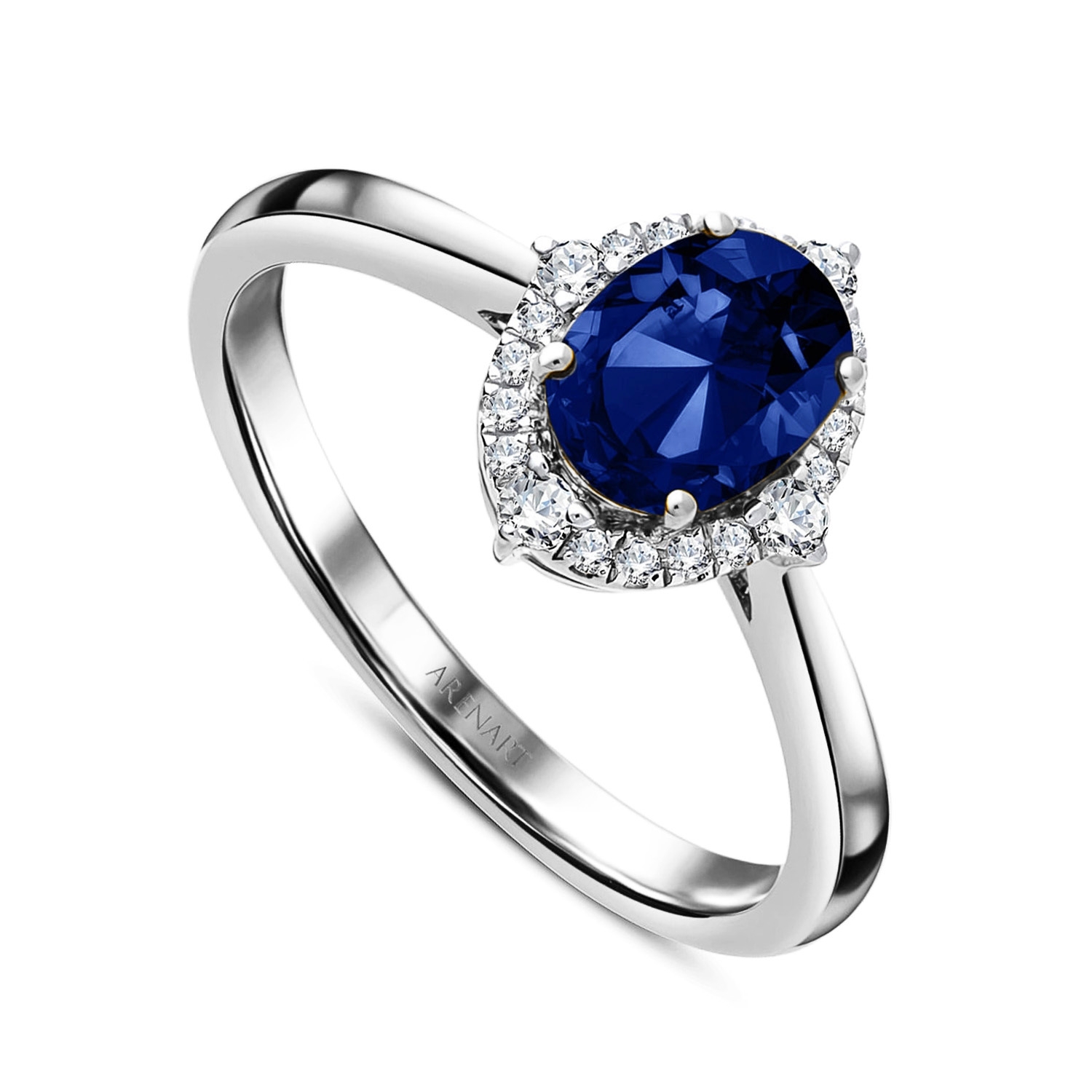 Pierścionek zaręczynowy z szafirem i diamentami model R03424-W-S