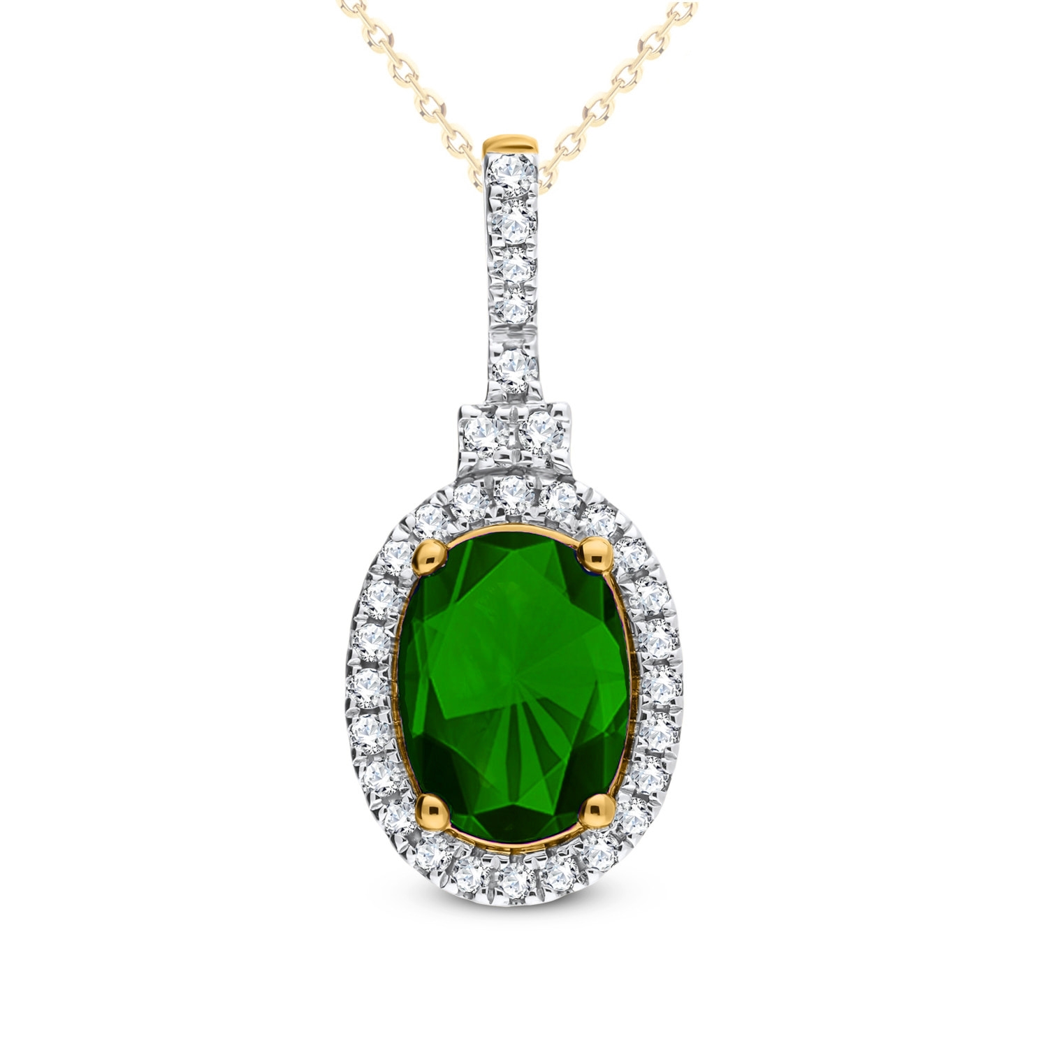 Zawieszka z diamentami i szmaragdem, model P03422-Y-EM