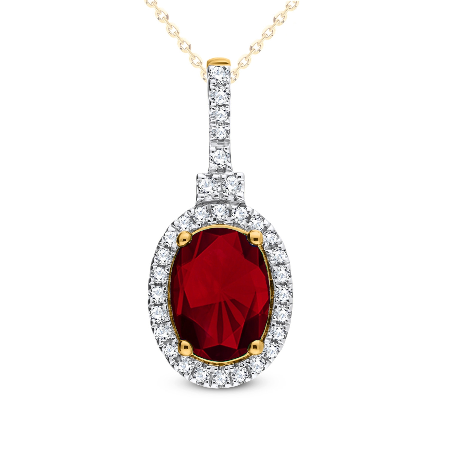 Zawieszka z diamentami i rubinem model  P03422-Y-R
