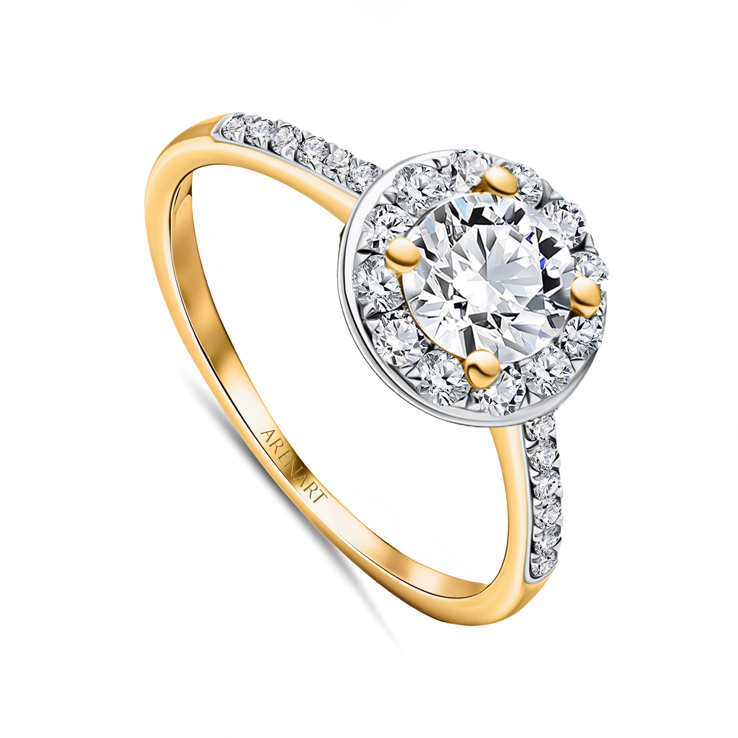 Pierścionek z diamentami 1,23ct, złoto dwukolorowe R40019-Y-080-F-VS1-750