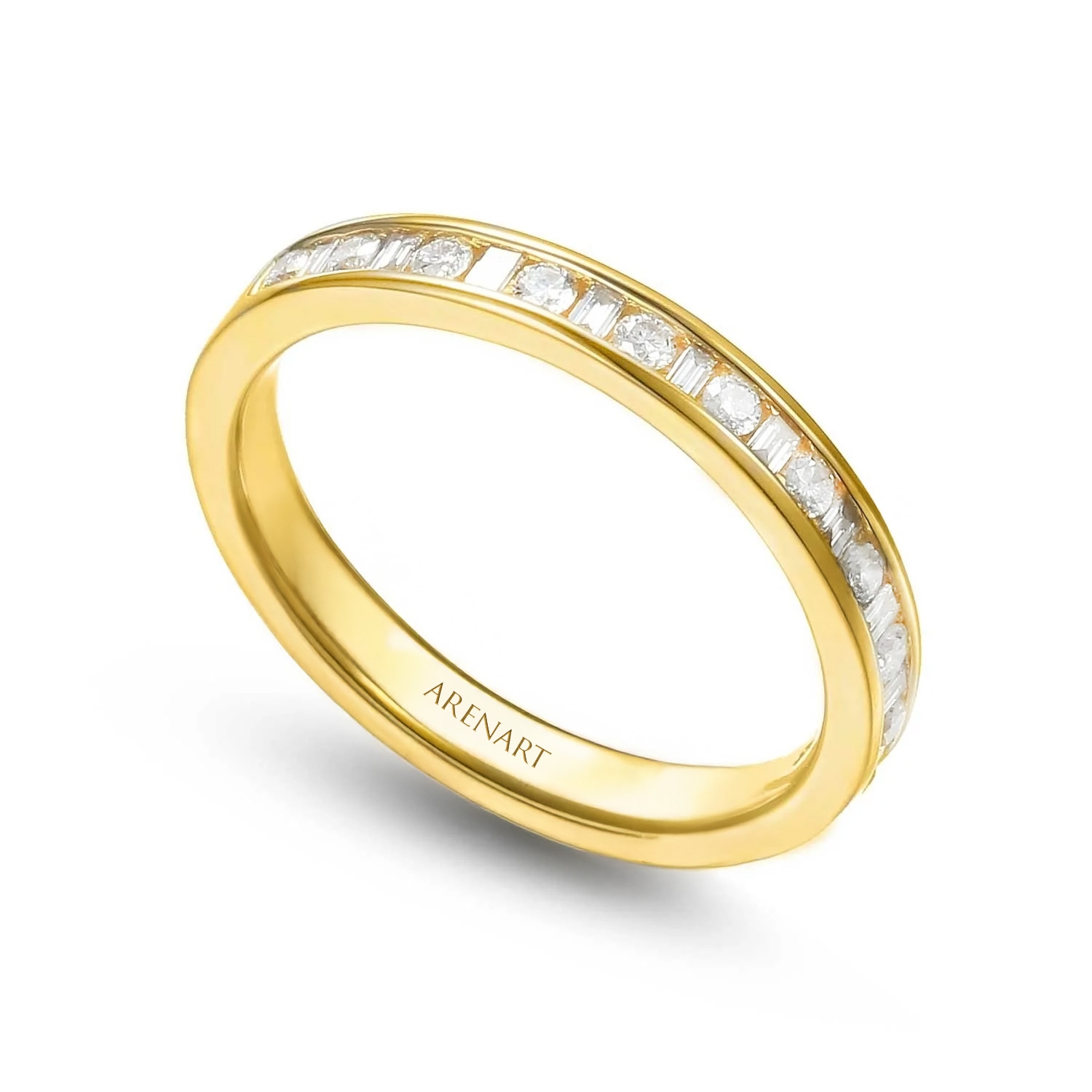 Pierścionek, żółte złoto, diamenty, 2,7 mm