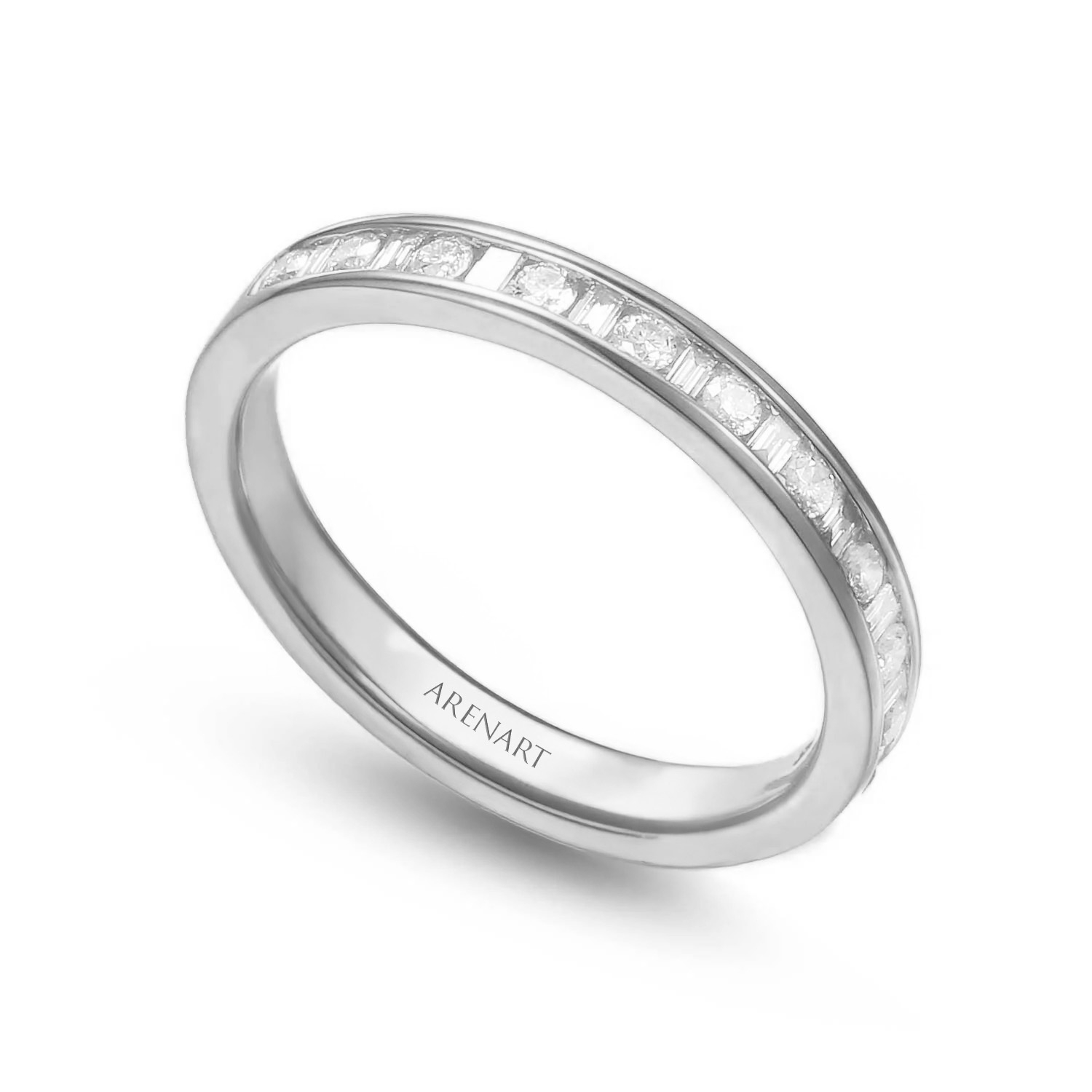 Obrączka damska, białe złoto, diamenty, 2,7 mm