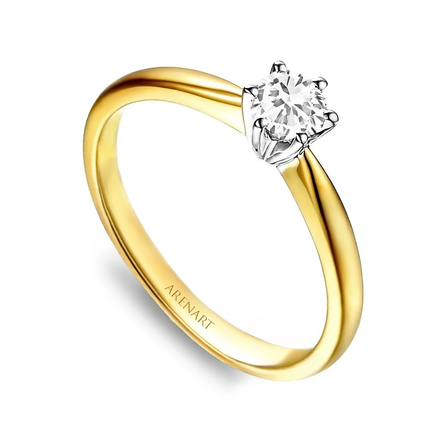 Pierścionek z diamentem 0,33ct, dwukolorowe złoto