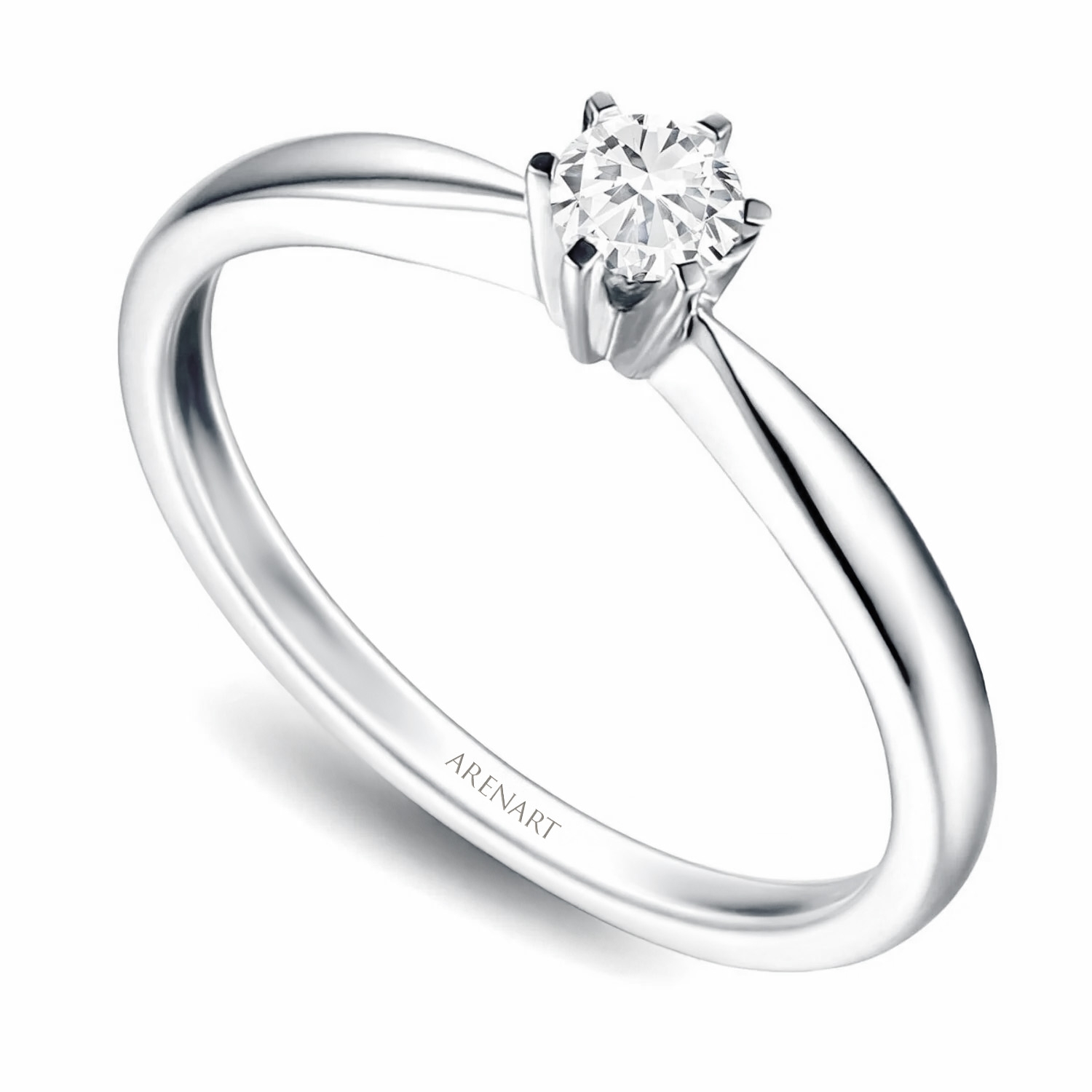 Pierścionek z diamentem 0,33ct, białe złoto