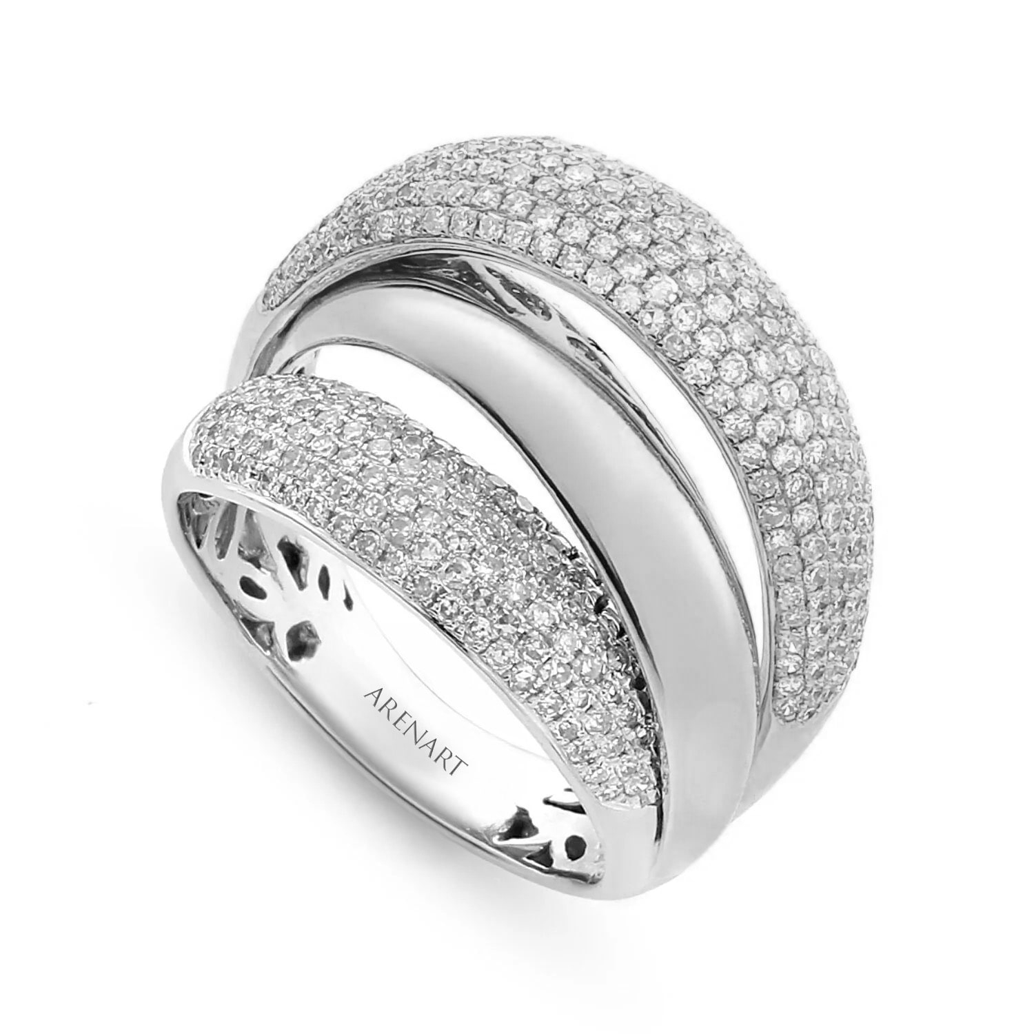 Pierścionek z diamentami, białe złoto próby 585, model R39837-W