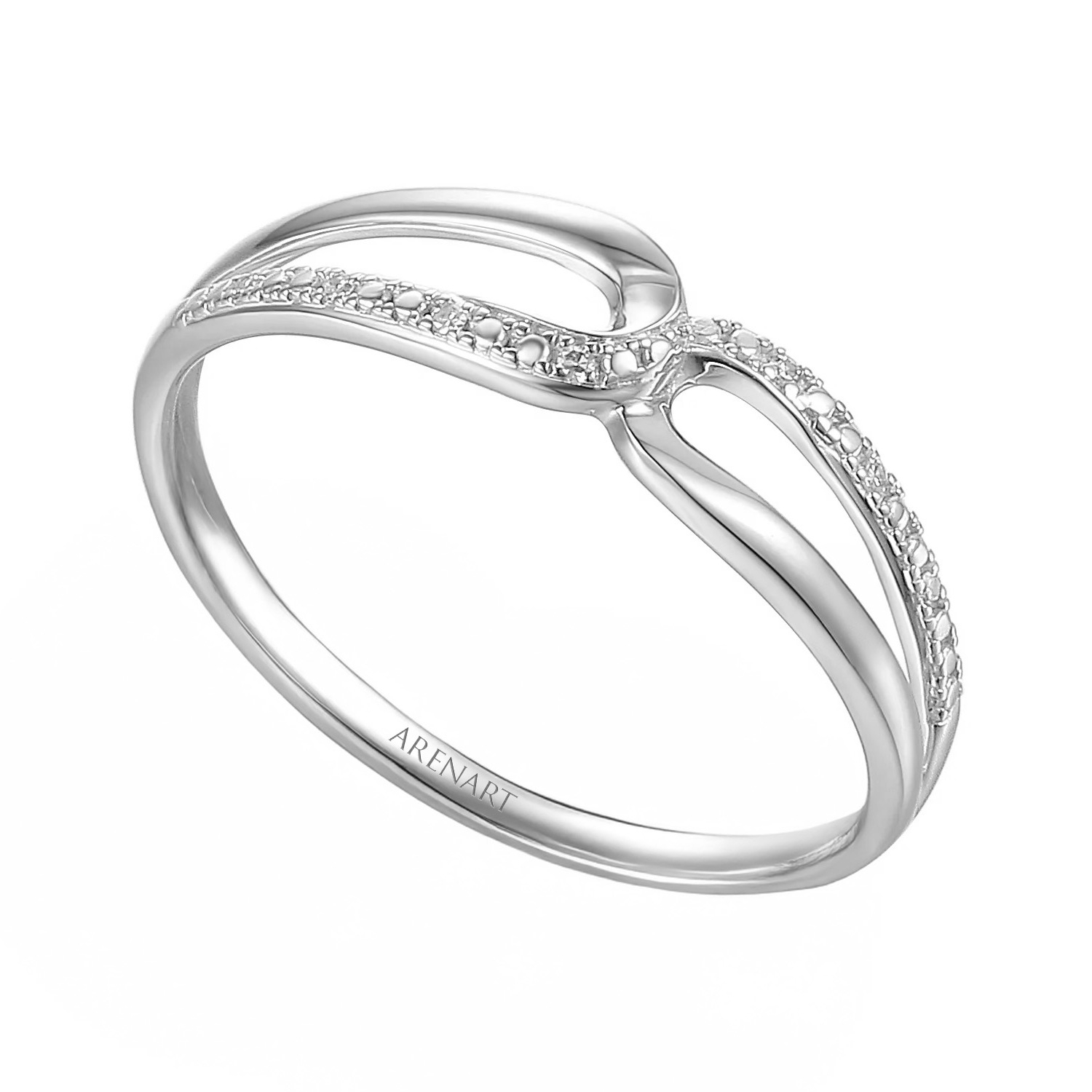 Pierścionek z diamentami 0,01ct, białe złoto