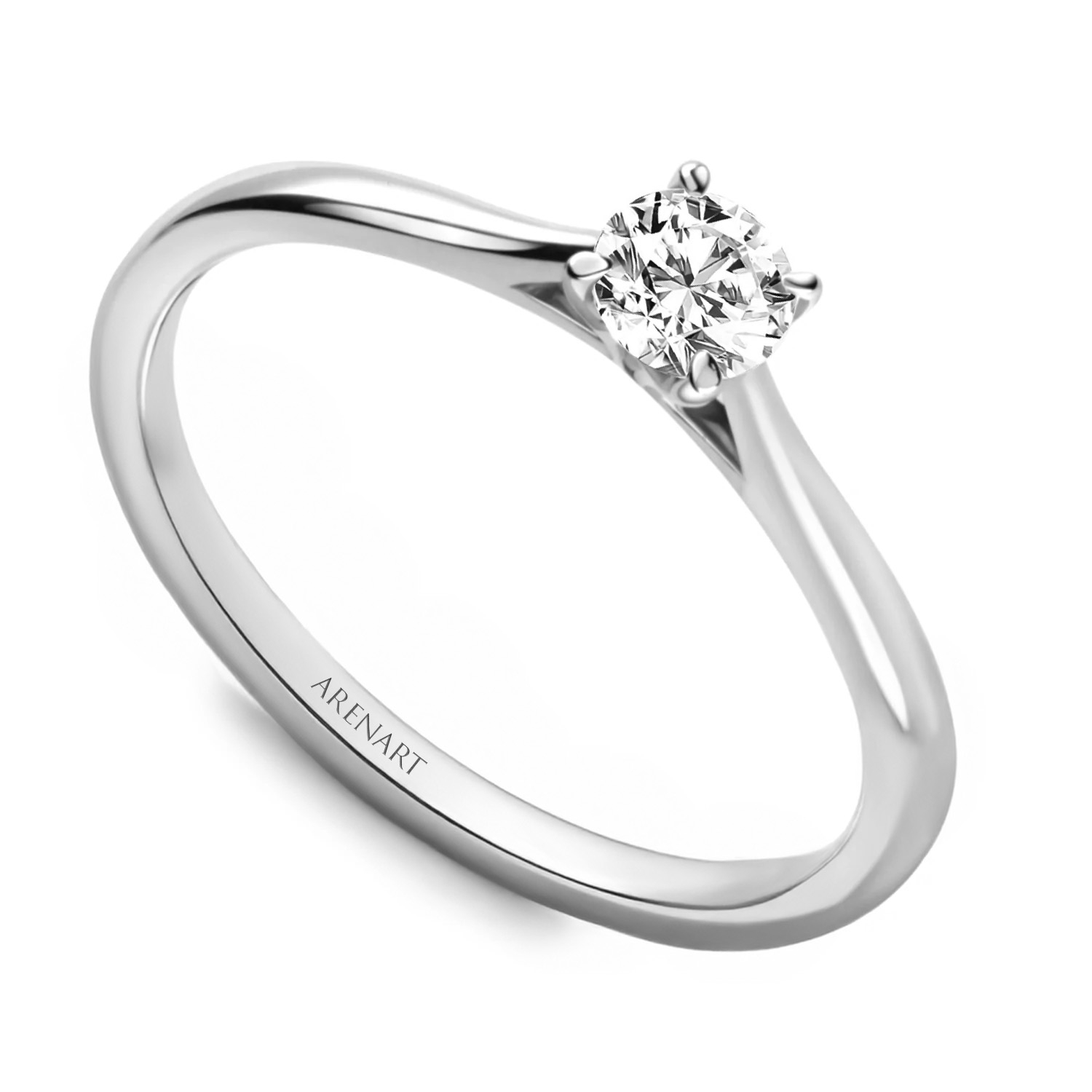 Pierścionek zaręczynowy, diament 0,20ct, białe złoto