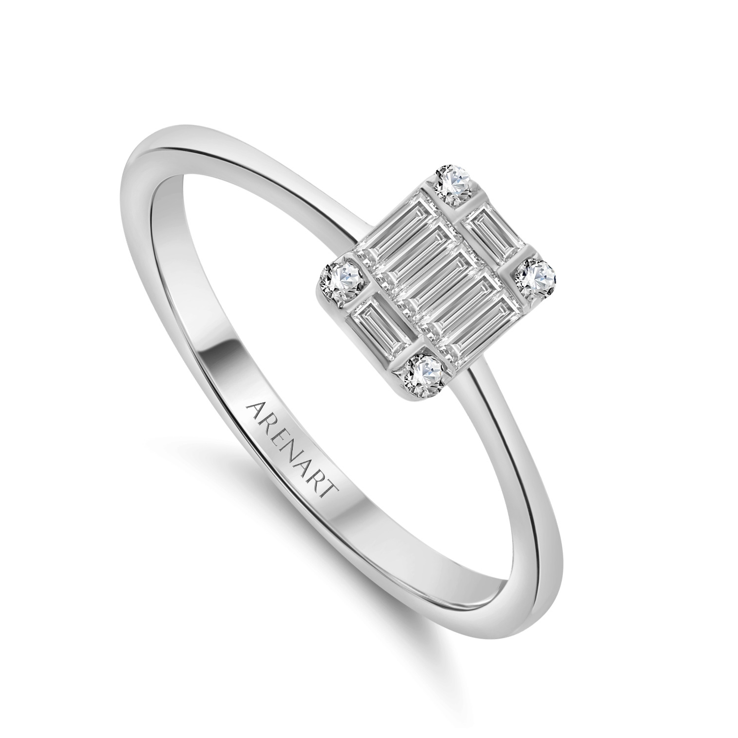 Złoty pierścionek zaręczynowy z diamentami 0,17ct, złoto białe