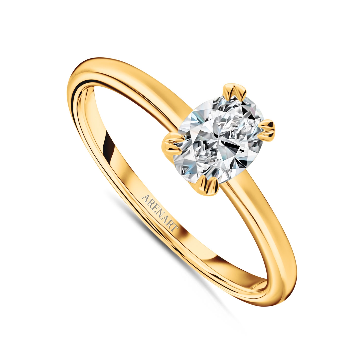 Pierścionek z diamentem 0,60ct, certyfikat GIA, żółte złoto R07910-Y-G-VS2