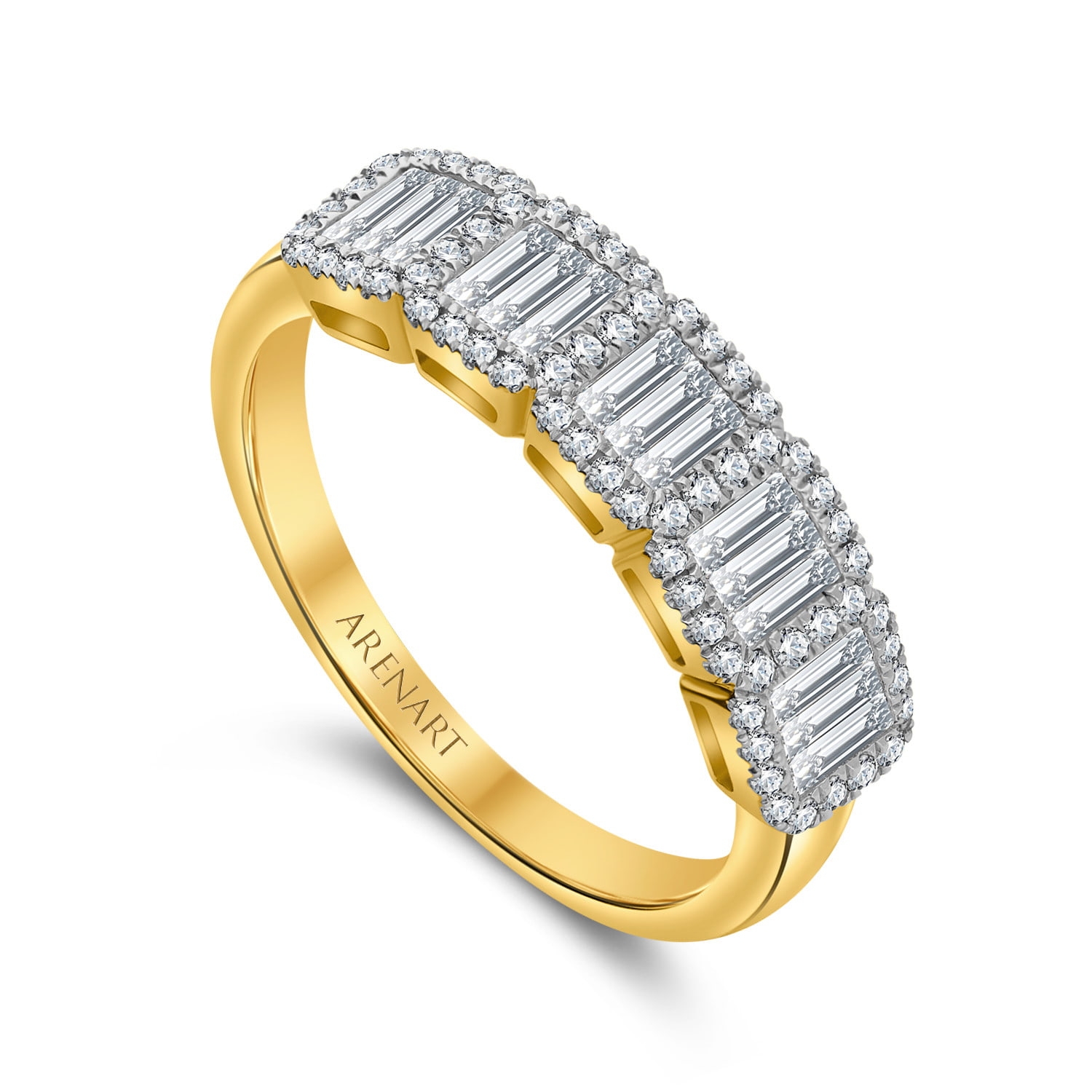 Złoty pierścionek typu obrączka z diamentami 0,68ct