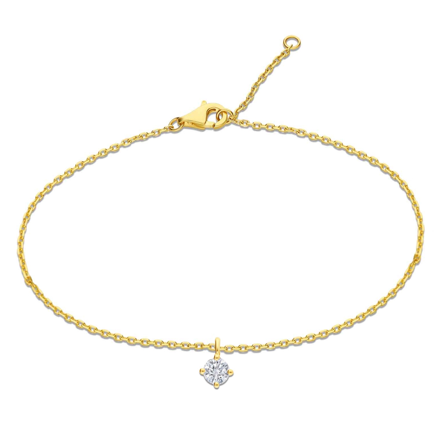 Złota bransoletka z diamentem 0,14ct, żółte złoto