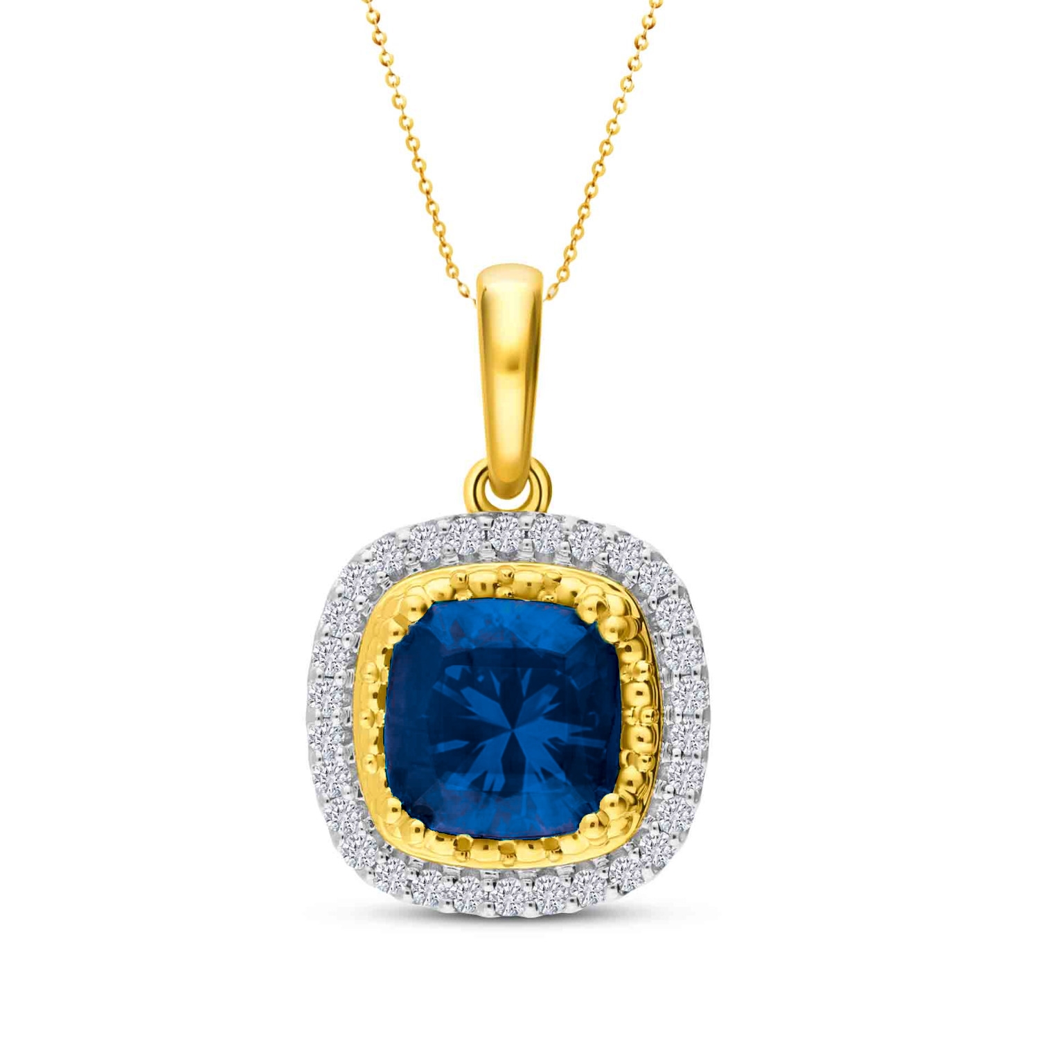 Zawieszka z diamentami i szafirem, żółte złoto 585