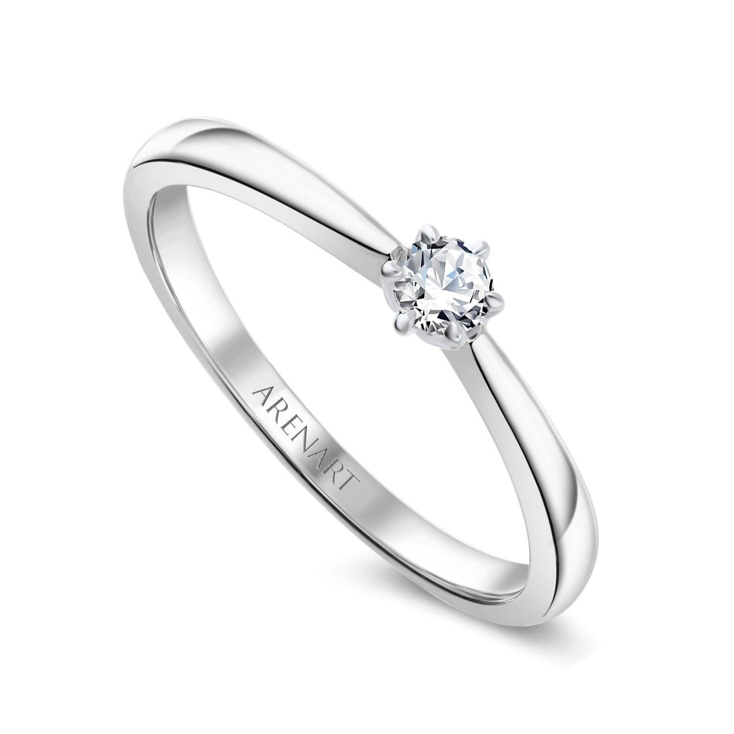 Pierścionek z diamentem, białe złoto R06849-W-010