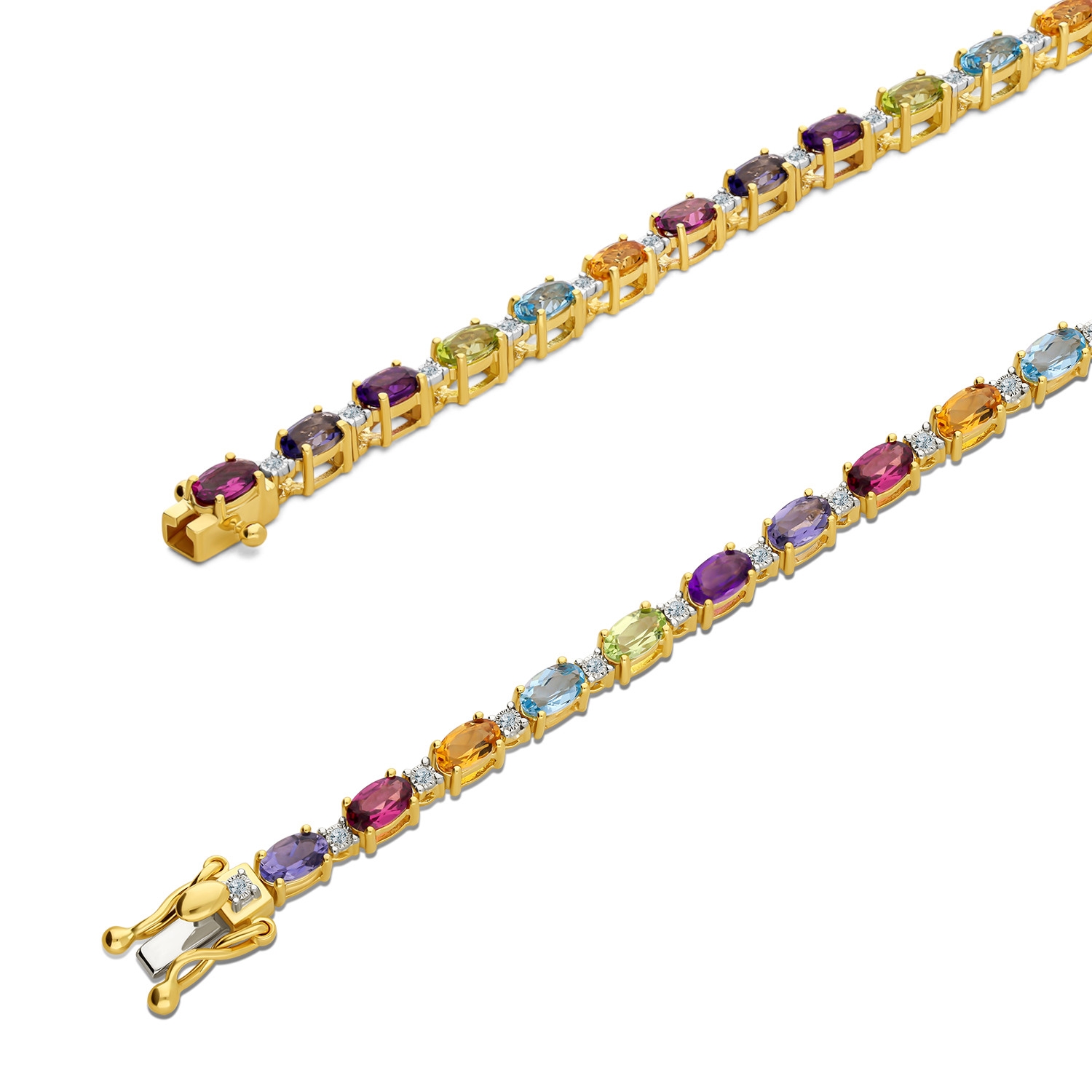 Bransoletka z diamentami i kolorowymi kamieniami naturalnymi, złoto żółte Bransoletka z diamentami i kolorowymi kamieniami naturalnymi, złoto żółte