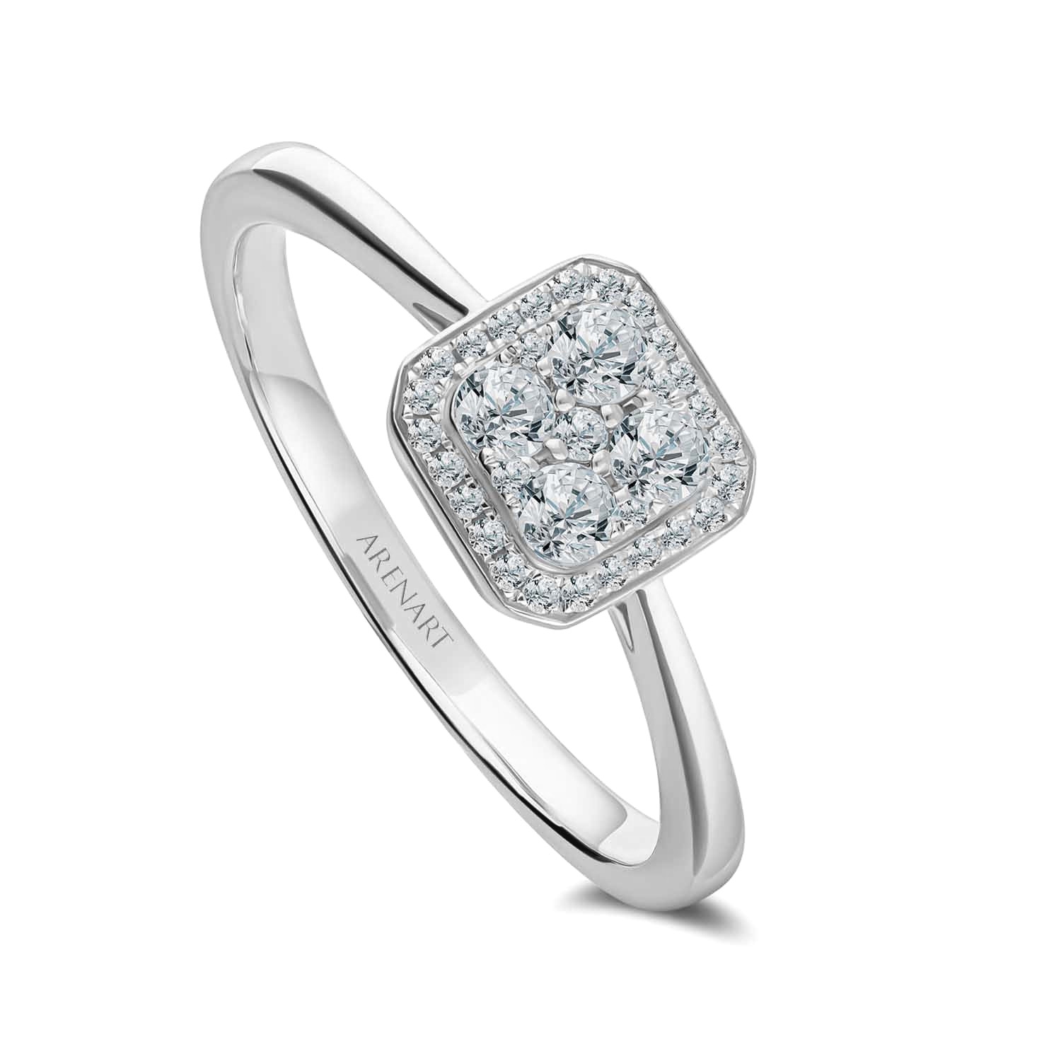Złoty pierścionek z diamentami 0,33ct, białe złoto
