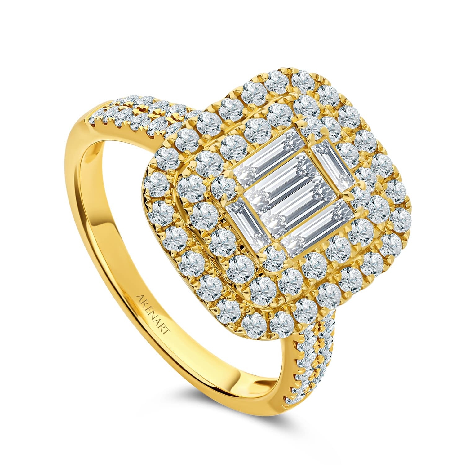 Pierścionek złoty z diamentami 1,36ct, żółte złoto