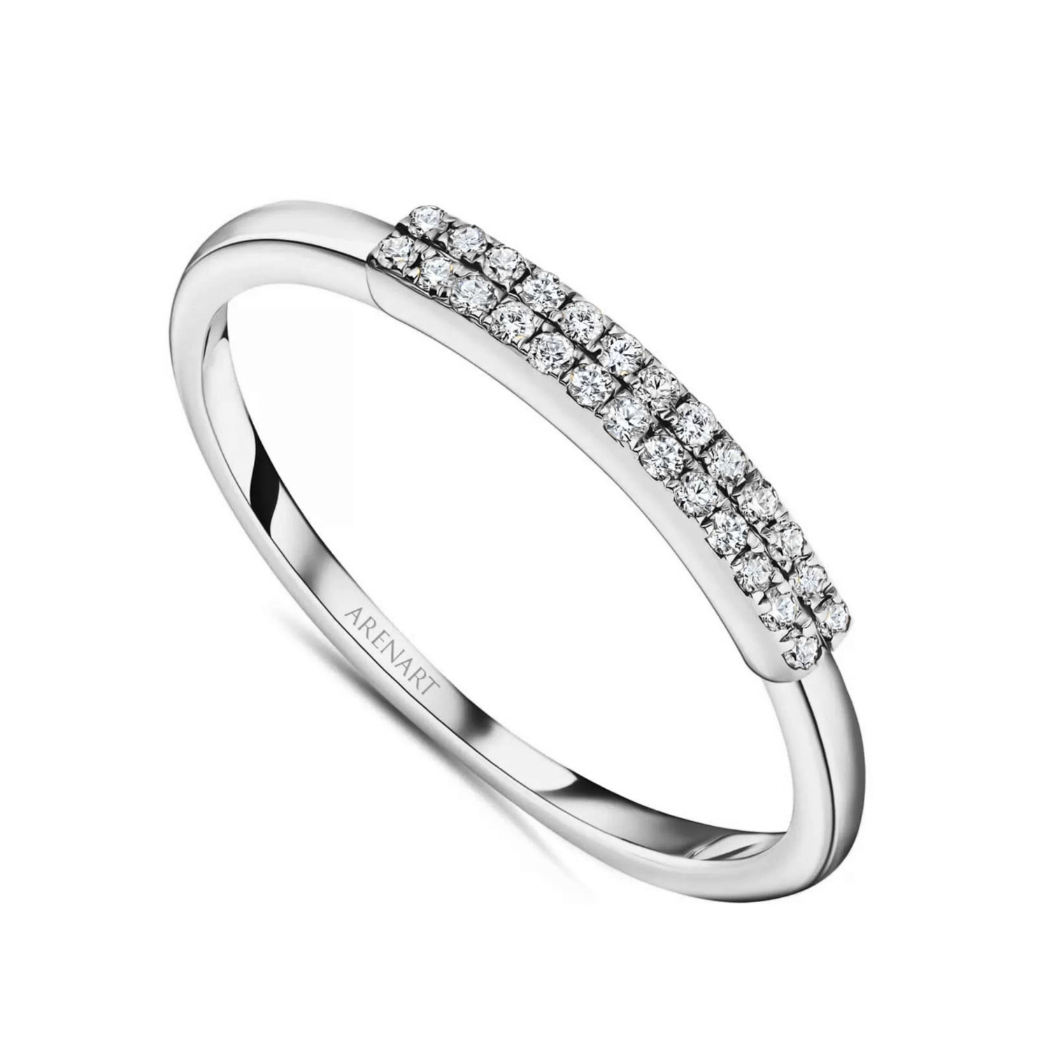 Pierścionek złoty z diamentami, białe złoto próby 585, model R06966-W