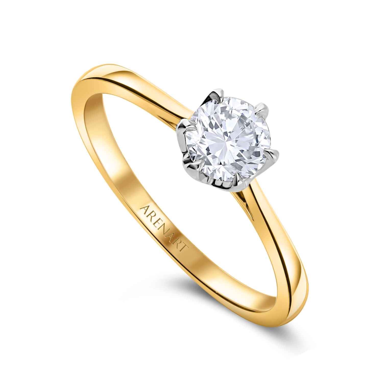 Zaręczynowy pierścionek z diamentem 0,75ct, dwukolorowe złoto 585