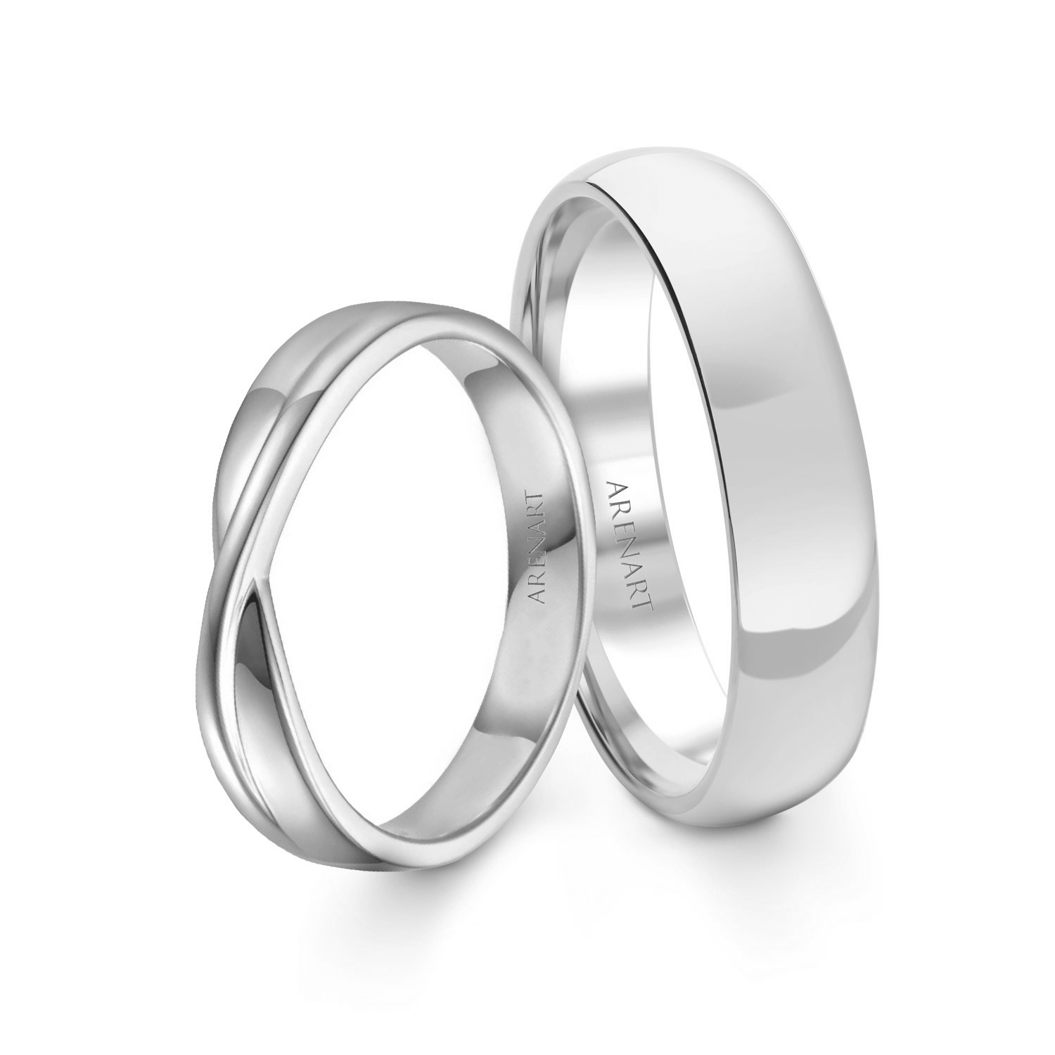 Obrączki ślubne, białe złoto 585, komplet 3,7 mm i 4 mm