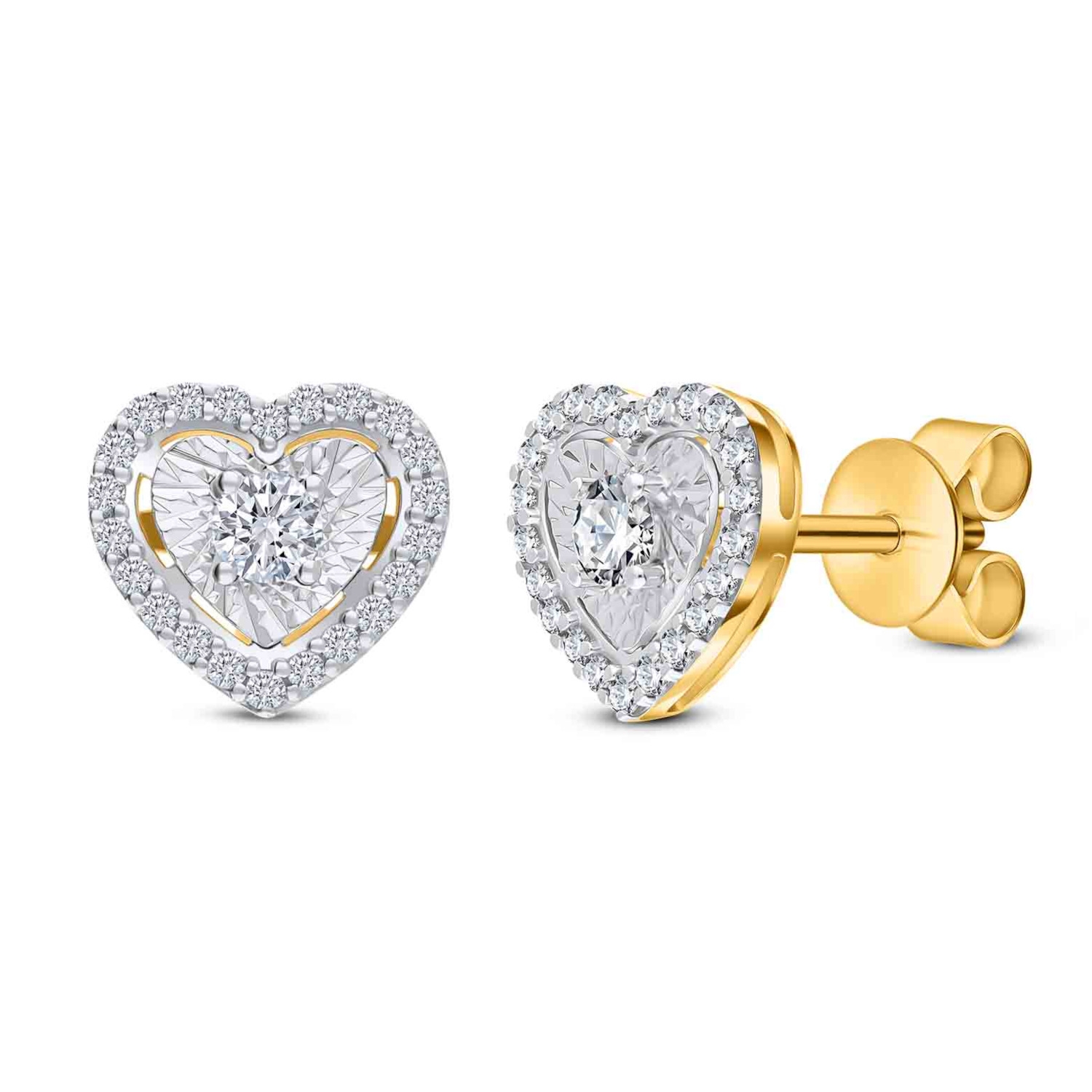 Kolczyki złote serca z diamentami 0,38ct, złoto żółte Kolczyki złote serca z diamentami 0,38ct, złoto żółte