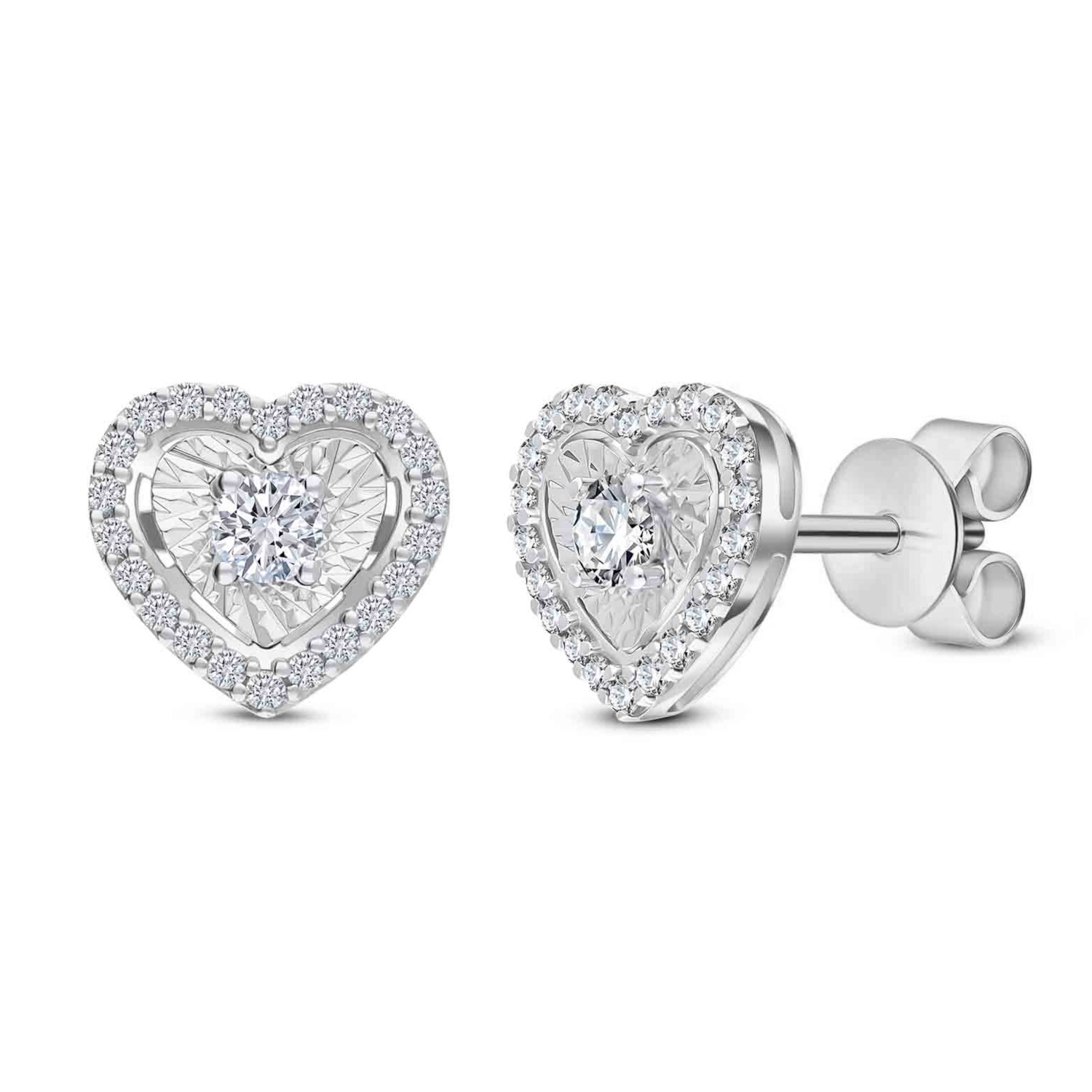 Złote kolczyki serca z diamentami 0,38ct, złoto białe Złote kolczyki serca z diamentami 0,38ct, złoto białe