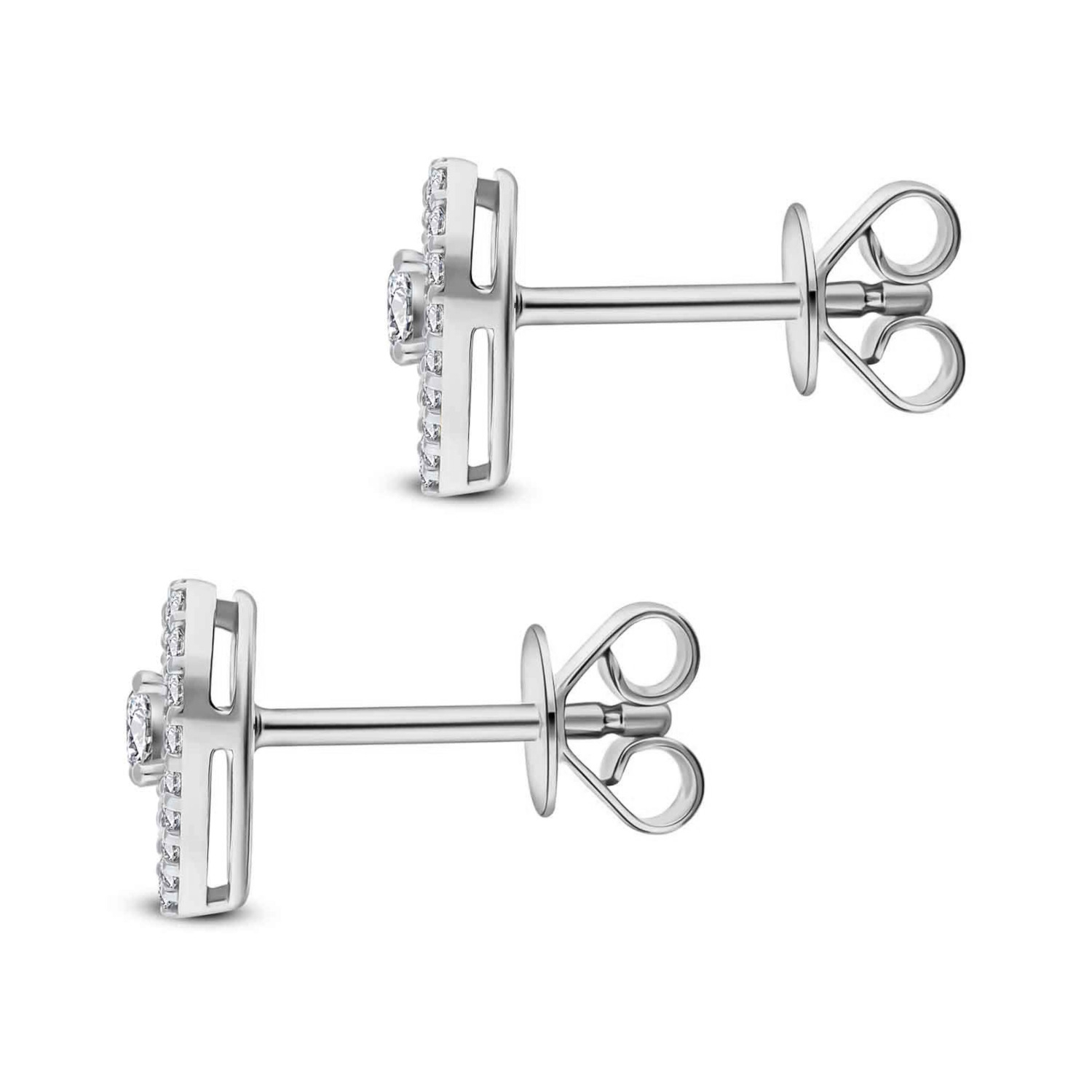 Złote kolczyki serca z diamentami 0,38ct, złoto białe Złote kolczyki serca z diamentami 0,38ct, złoto białe