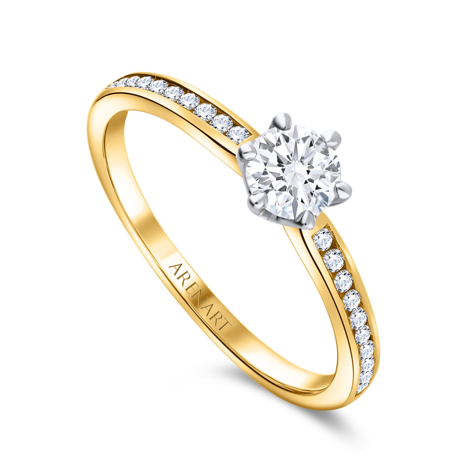 Pierścionek z diamentami, 0,52ct dwukolorowe złoto