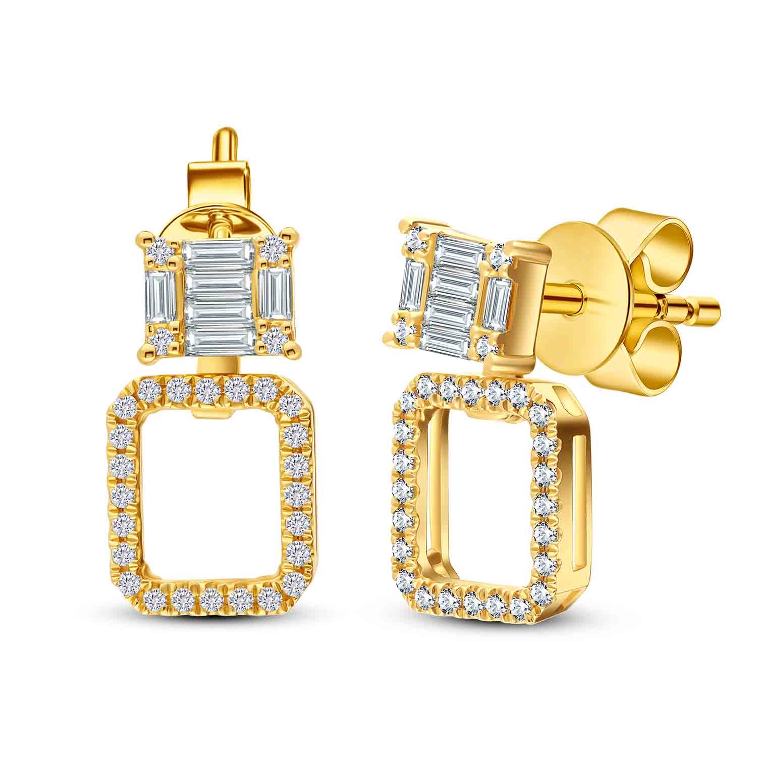 Kolczyki z diamentami 0,30ct, żółte złoto 585, 3w1 Kolczyki z diamentami 0,30ct, żółte złoto 585, 3w1