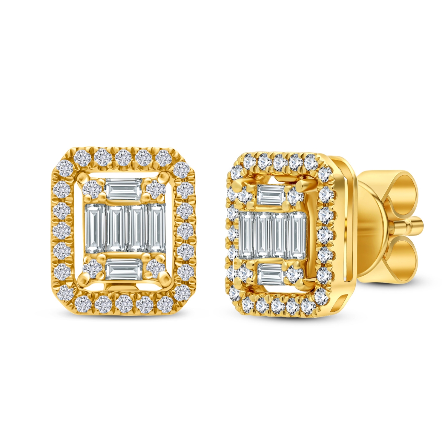 Kolczyki złote 3w1 z diamentami, żółte złoto próby 585 Kolczyki złote 3w1 z diamentami, żółte złoto próby 585