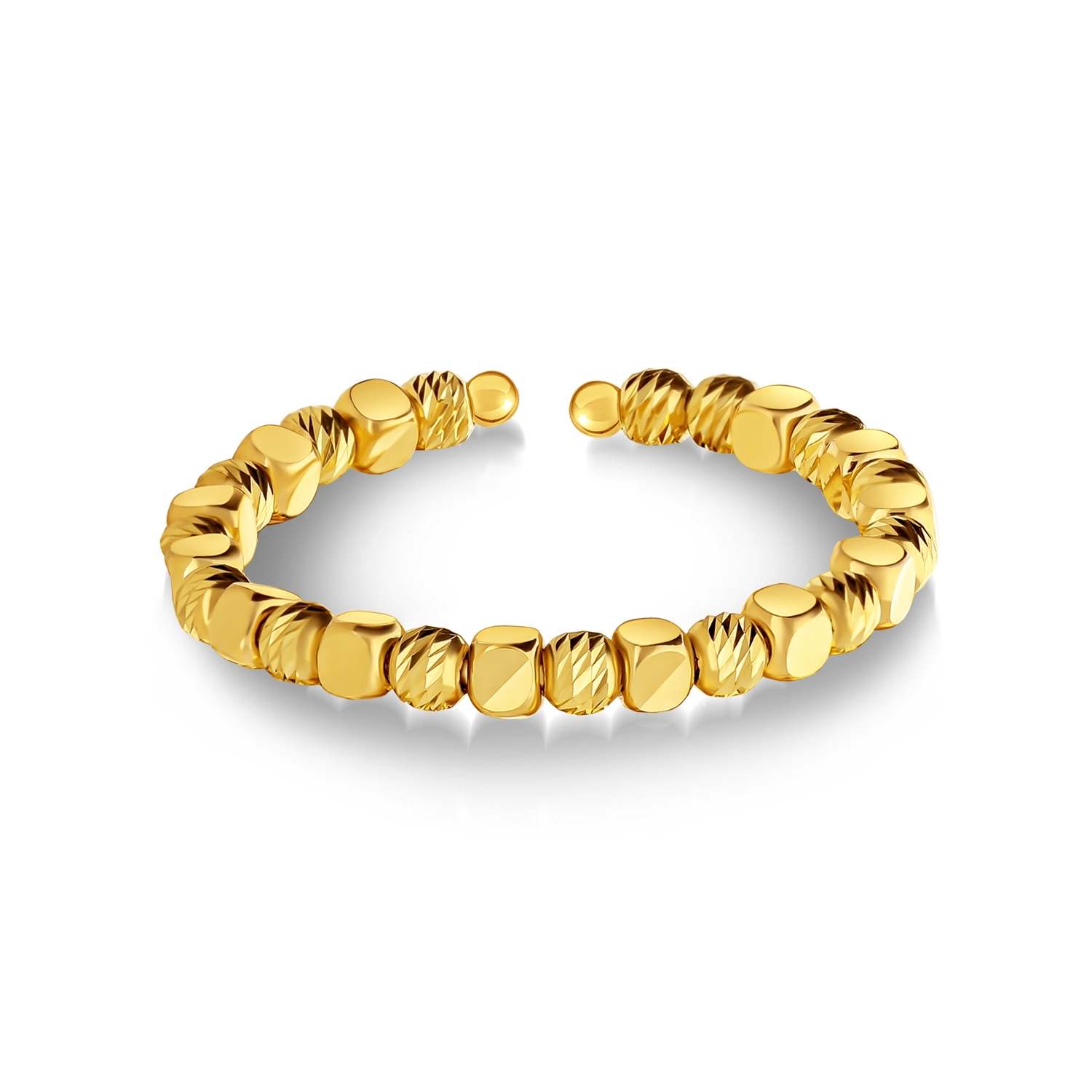 Złoty pierścionek kulki kostka, złoto żółte Złoty pierścionek kulki kostka, złoto żółte